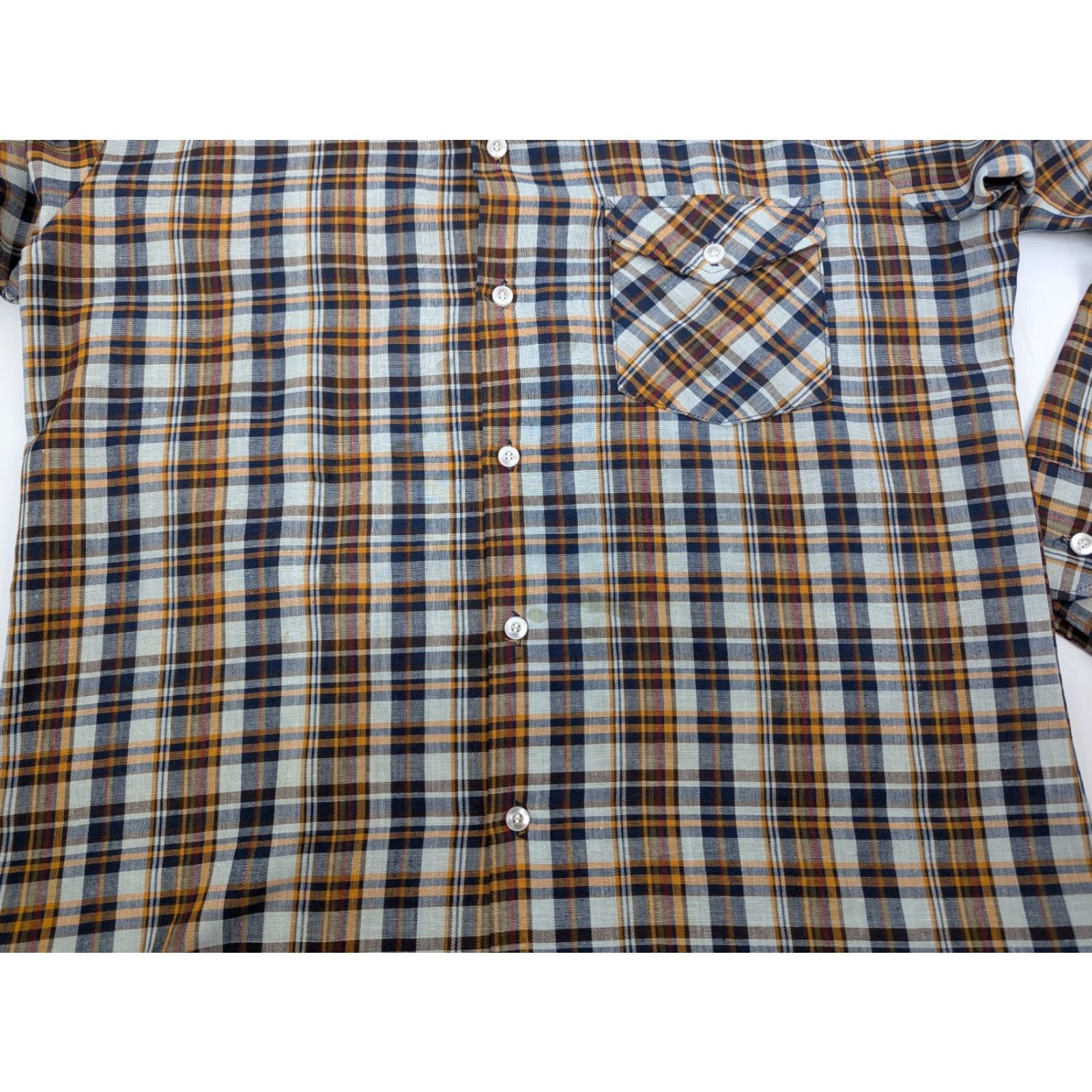 JCPenney VINTAGE Big Mac Shirt Mens M Navy Brown Plaid Button Front 70s Size US M / EU 48-50 / 2 - 3 Thumbnail