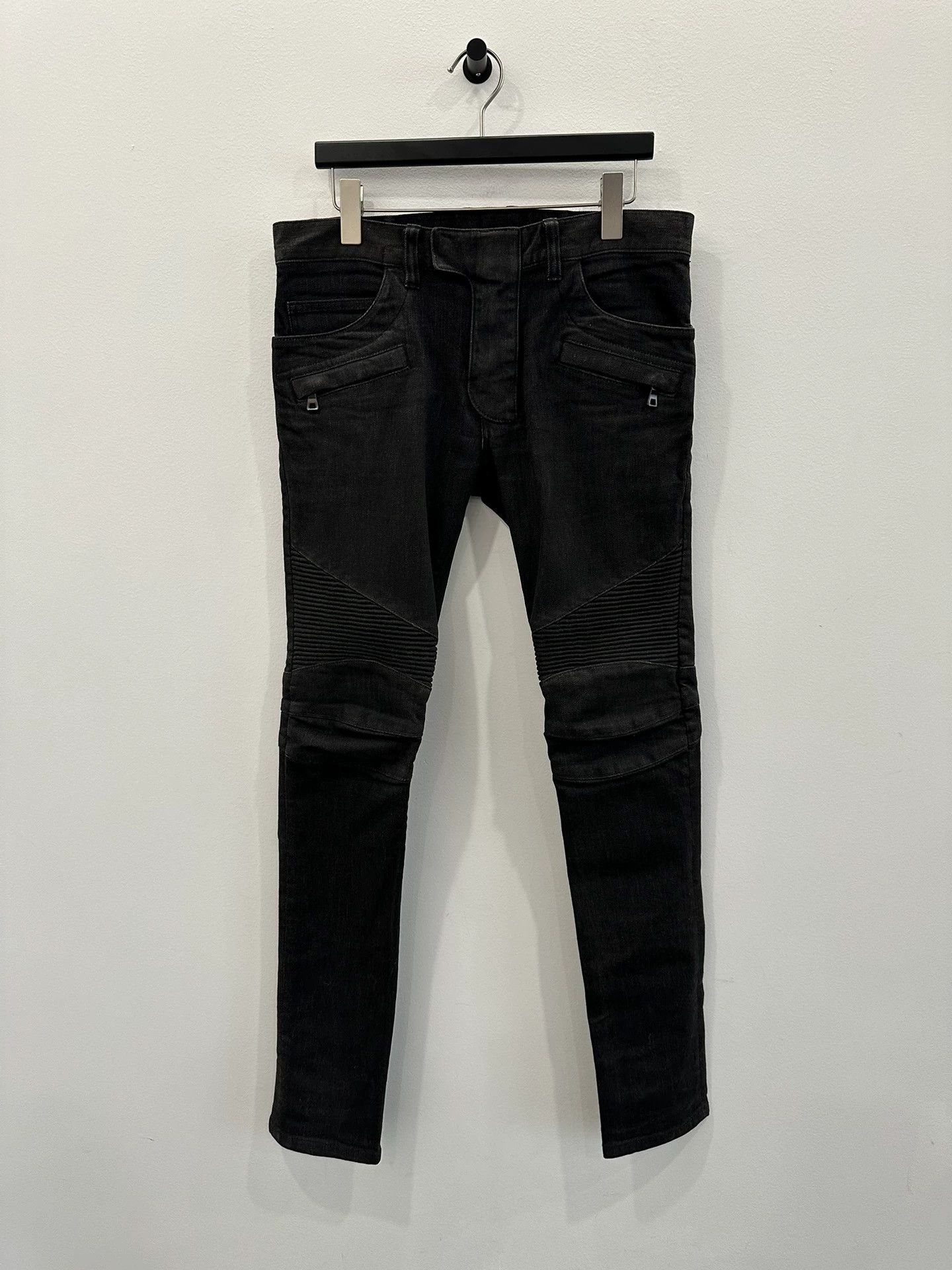 Balmain Balmain Washed motorcycle gray men's jeans Size US 29 - 1 Thumbnail