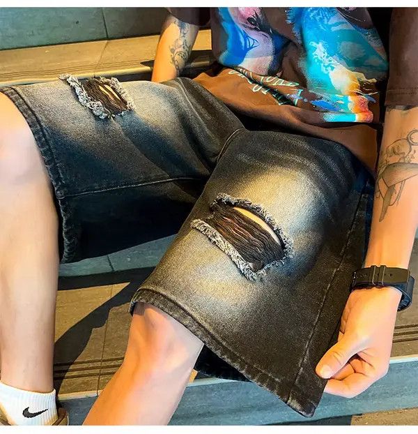 VIBE Black High Street Vintage Loose Fit Denim Shorts Size US 28 / EU 44 - 2 Thumbnail