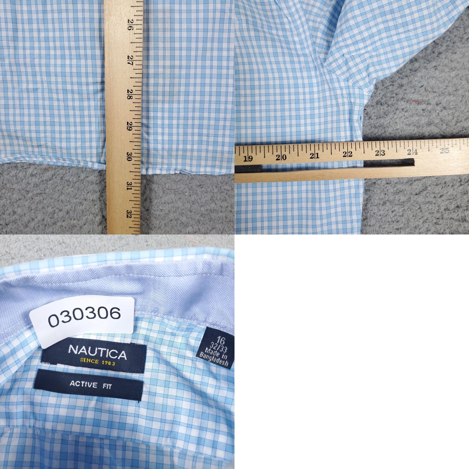Nautica Nautica Dress Shirt Mens Size 16 Blue Plaid Button-Up Long Sleeve Regular Fit Size 42R - 8 Thumbnail