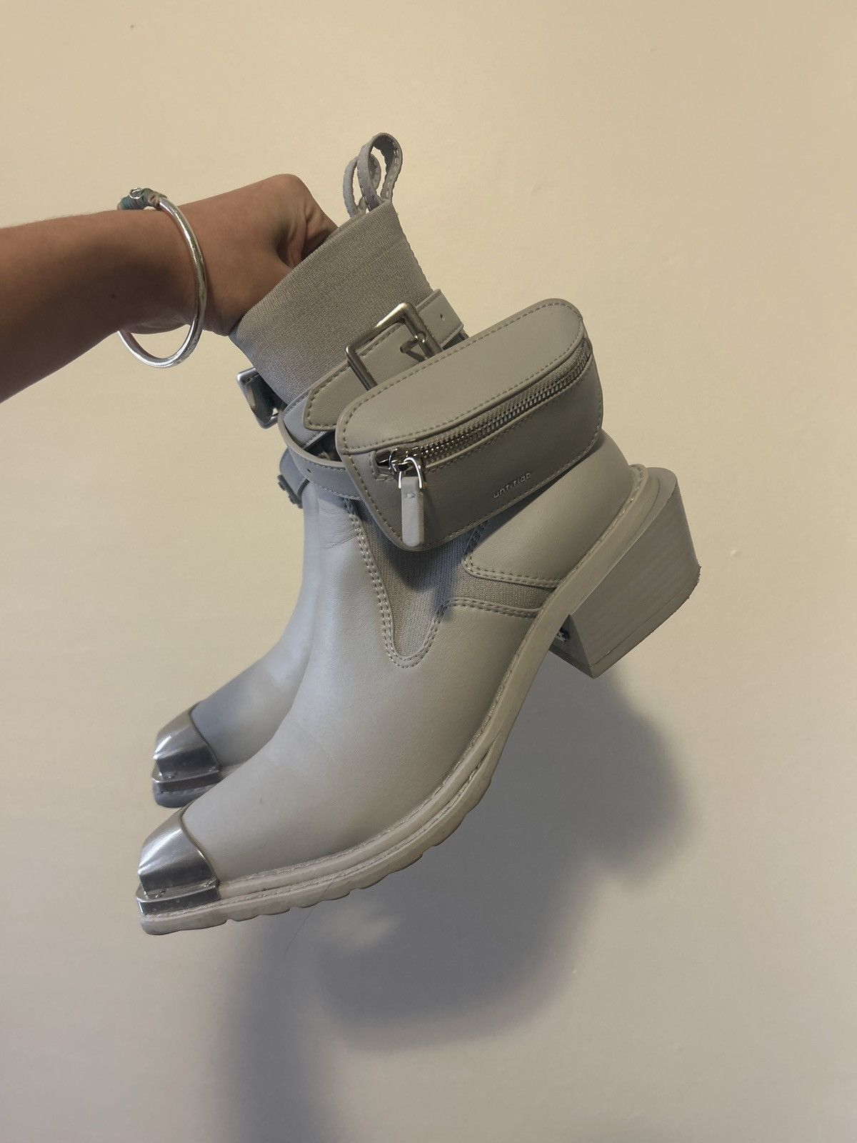 image of Designer Untitlad Dress Boots Man Size 44 Us 11 in Grey, Men's
