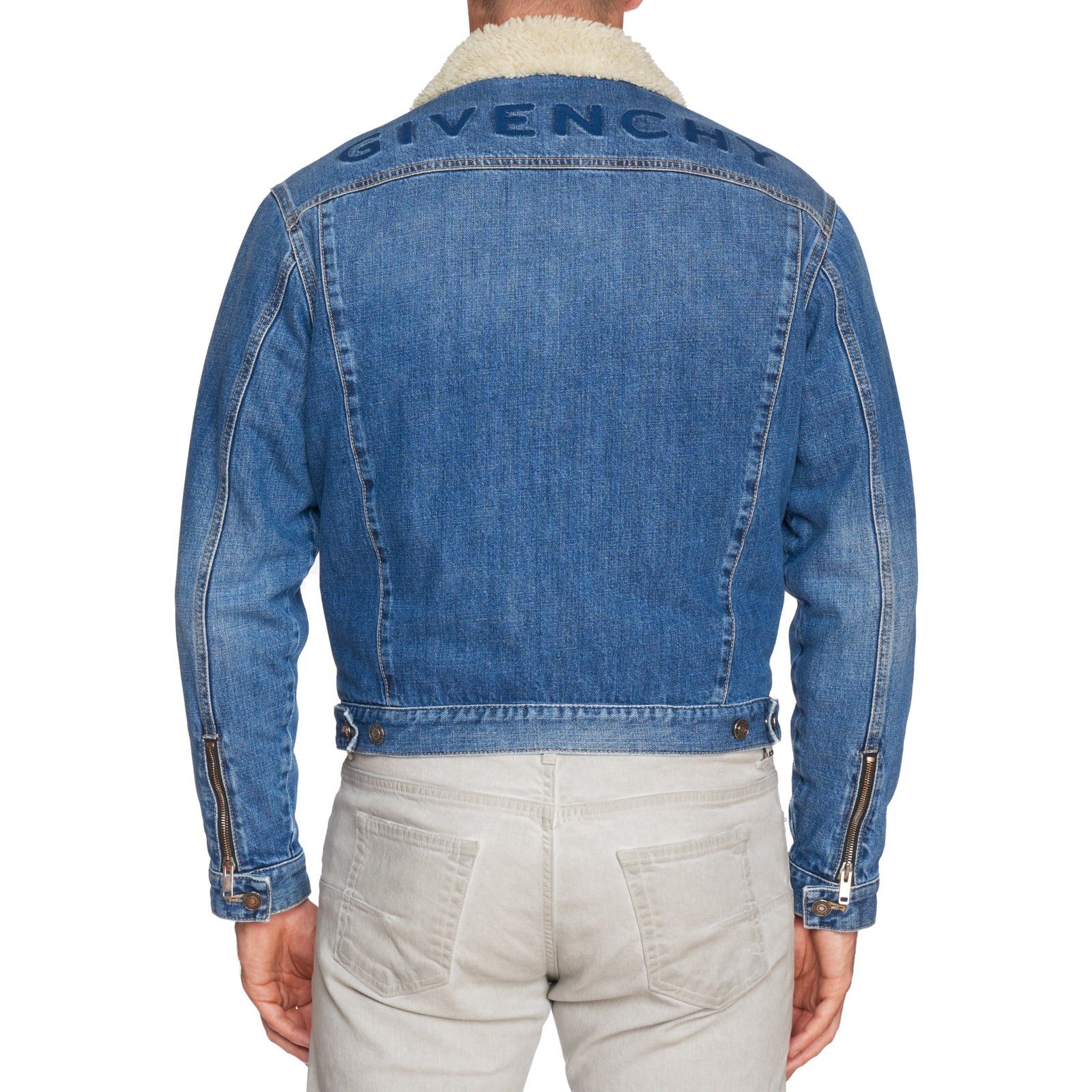 Givenchy GIVENCHY Paris Blue Denim Shearling Lined Trucker Jacket Size US L / EU 52-54 / 3 - 2 Thumbnail