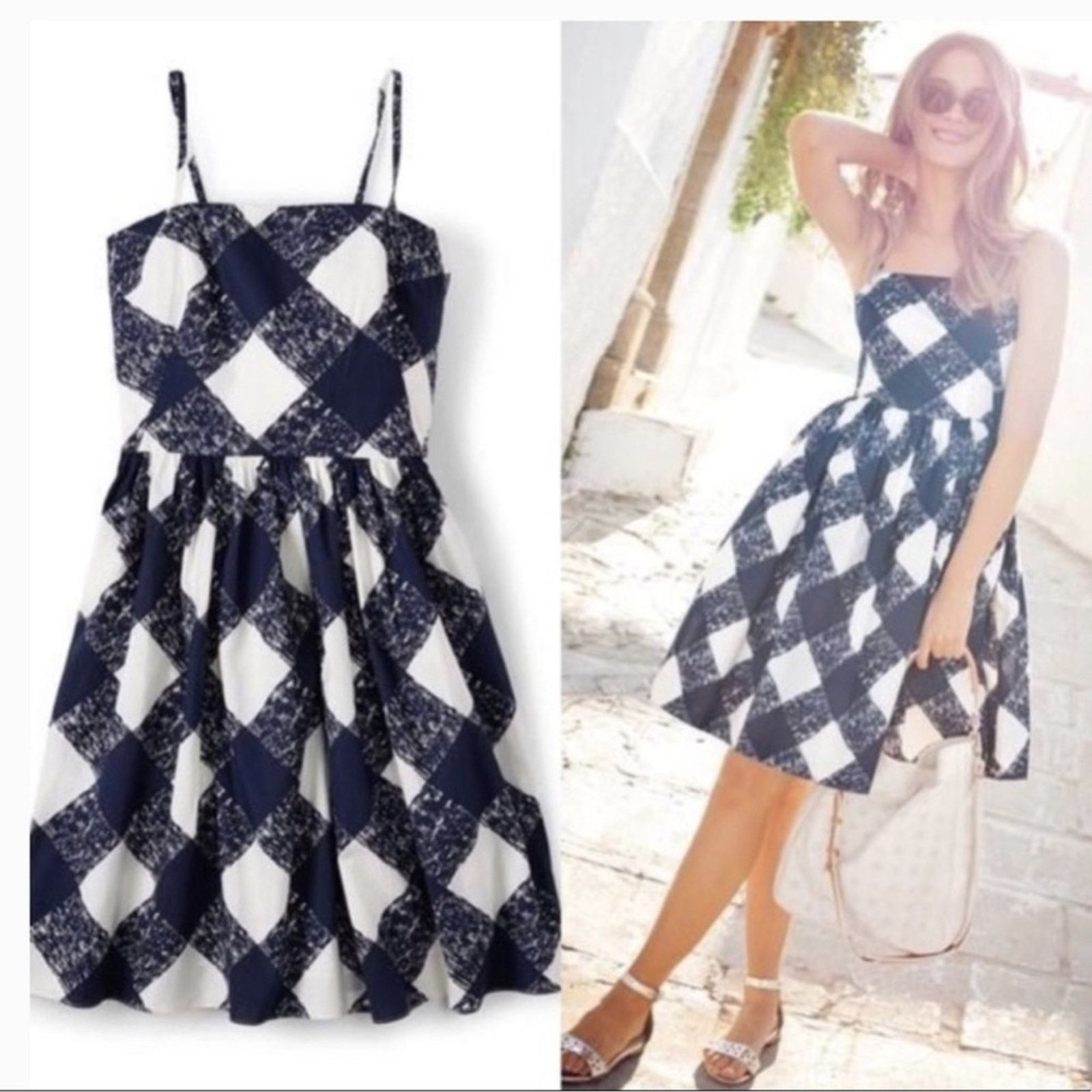 Boden Boden Sandra Mini Plaid Dress Navy White Size 10 Size M / US 6-8 / IT 42-44 - 1 Thumbnail