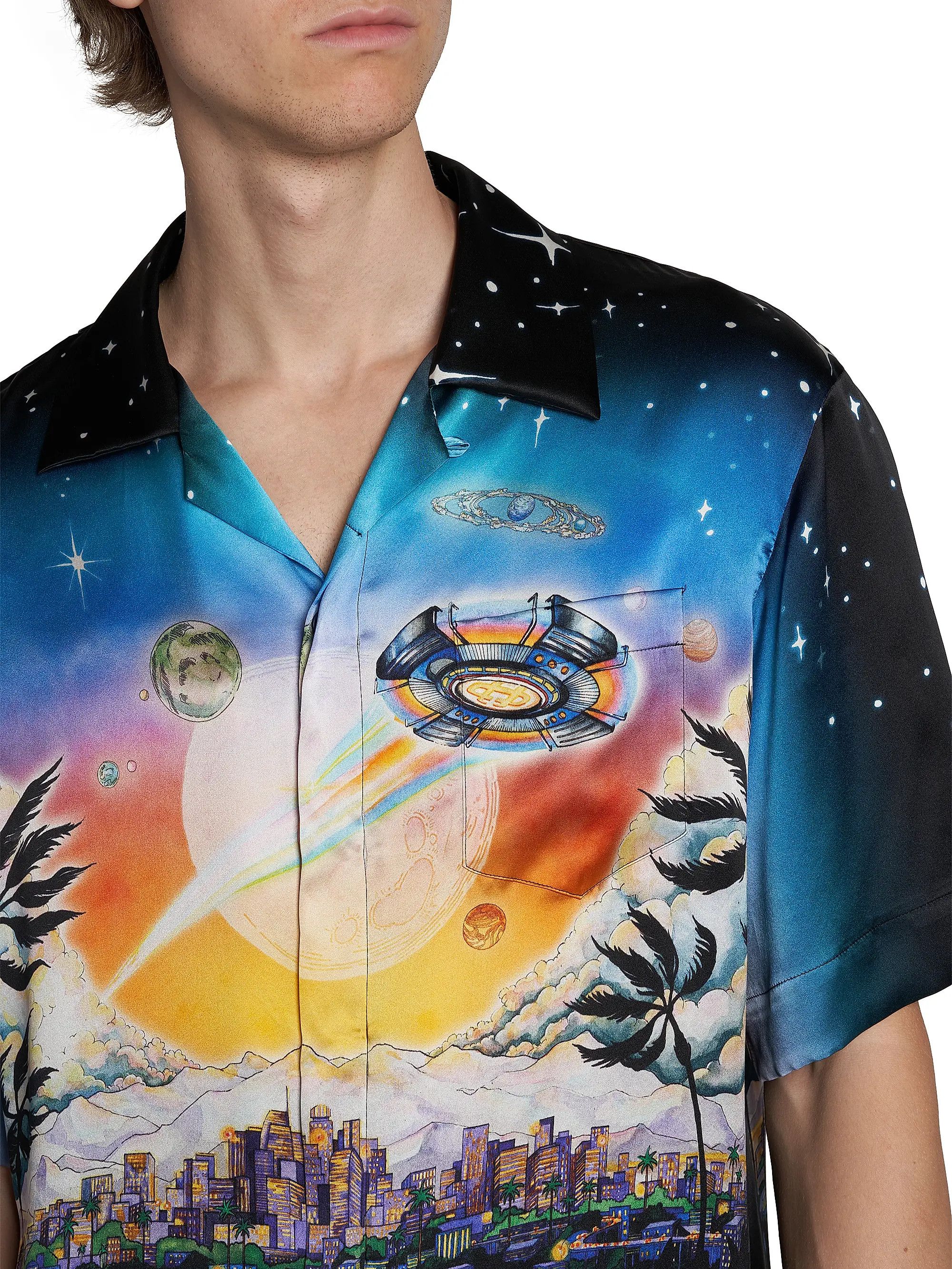 Casablanca os11x0725 Short-Sleeve Cuban Collar Silk Shirt in Multicolor Size US XL / EU 56 / 4 - 6 Thumbnail