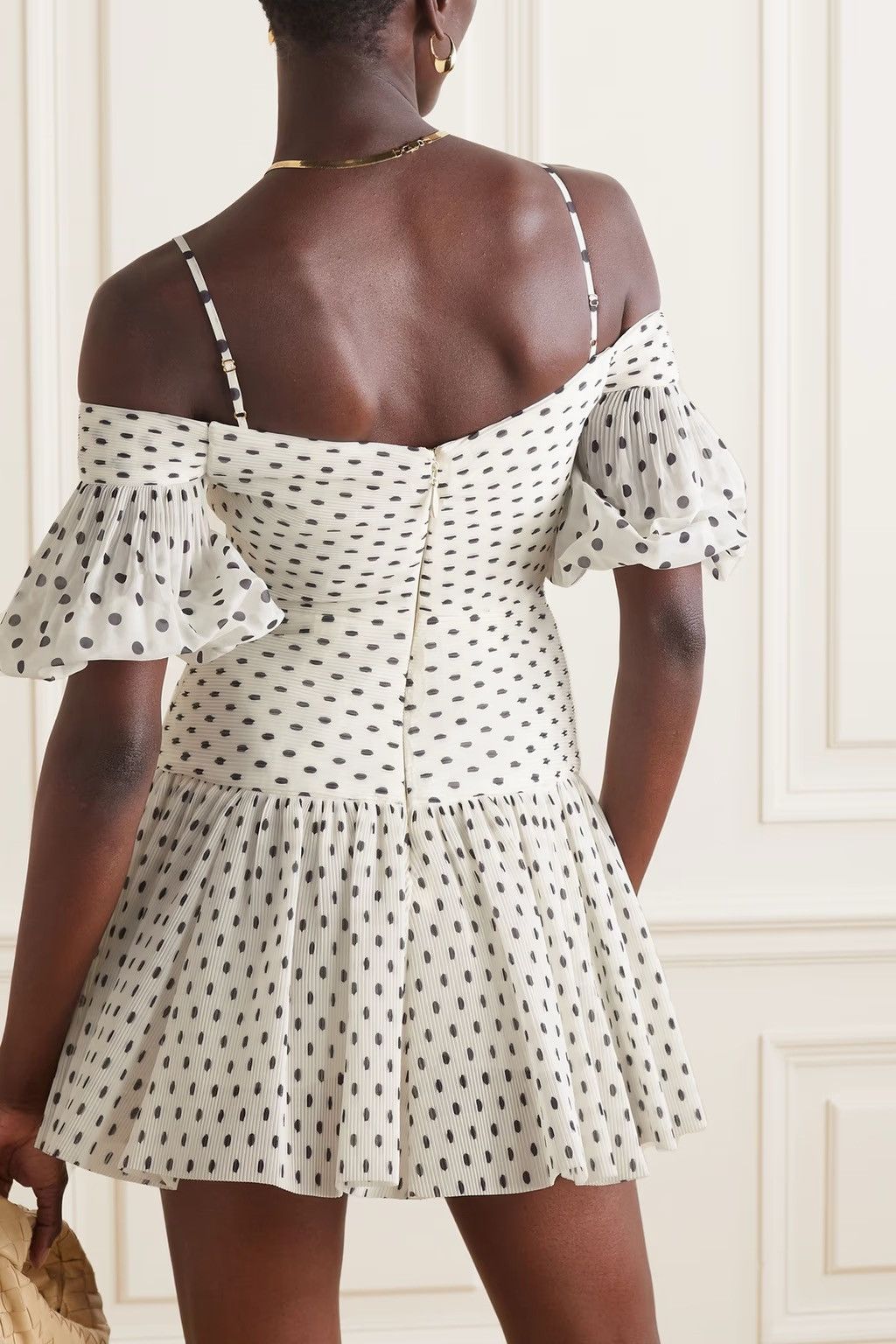 Zimmermann ZIMMERMANN Cold-shoulder polka-dot plissé-chiffon mini dress Size M / US 6-8 / IT 42-44 - 3 Thumbnail