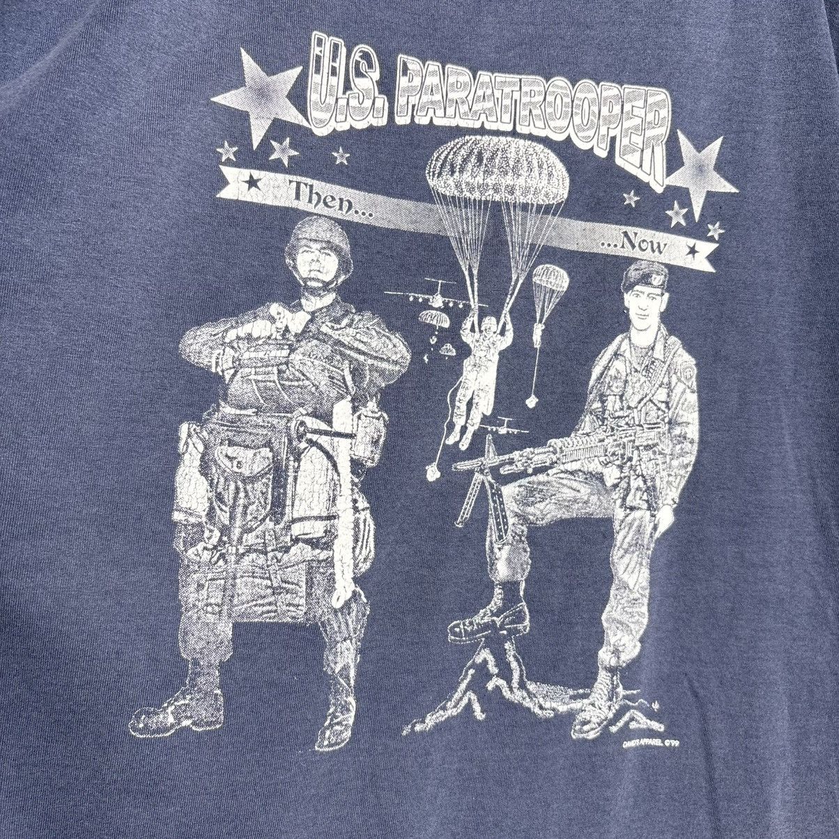 Vintage Vintage 90s US Paratrooper Davids Apparel Army Military Tee Size US XL / EU 56 / 4 - 2 Thumbnail