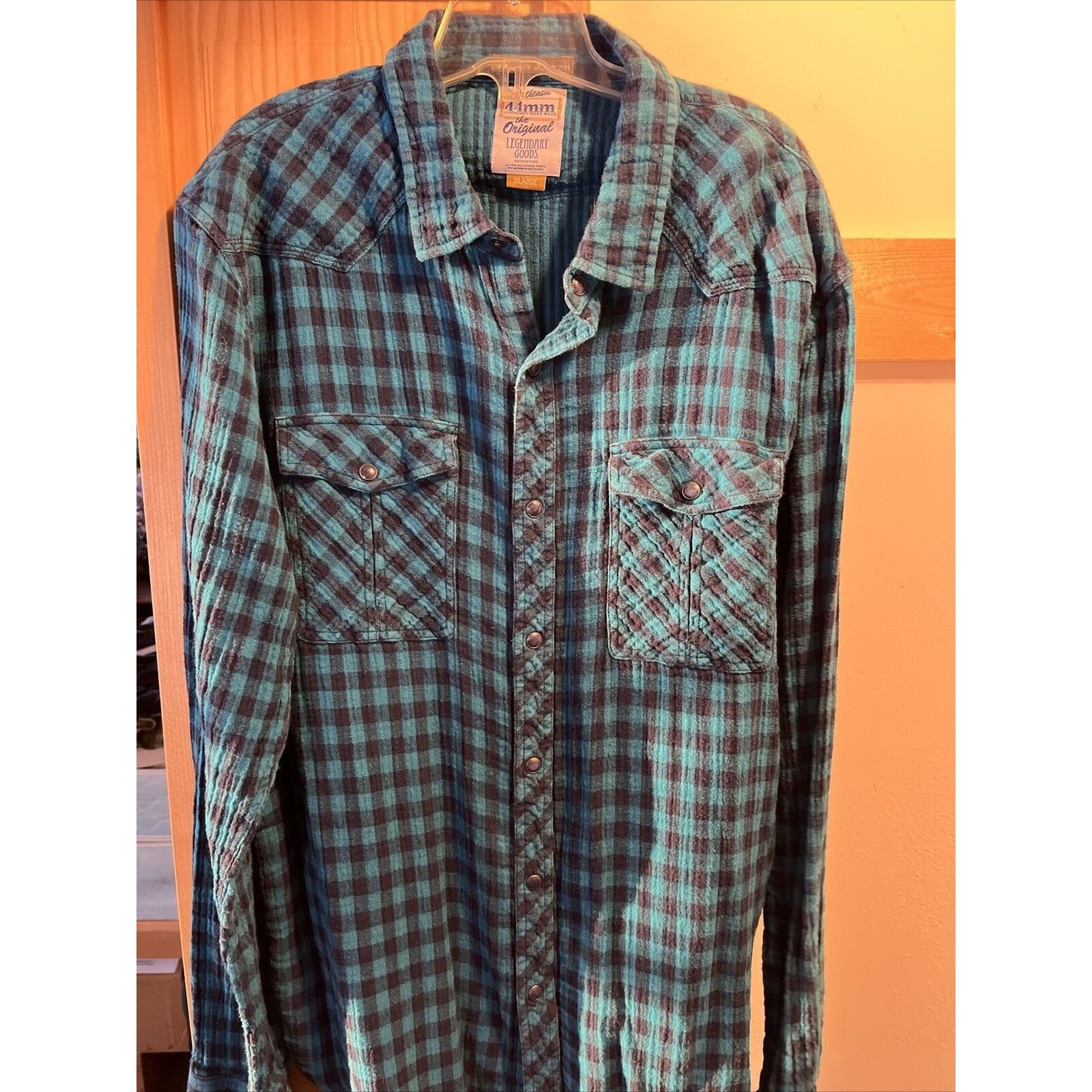 Other 44mm Legendary Work Wear Mens XL Blue Plaid Pearl Snap Shirt Size US XL / EU 56 / 4 - 13 Thumbnail