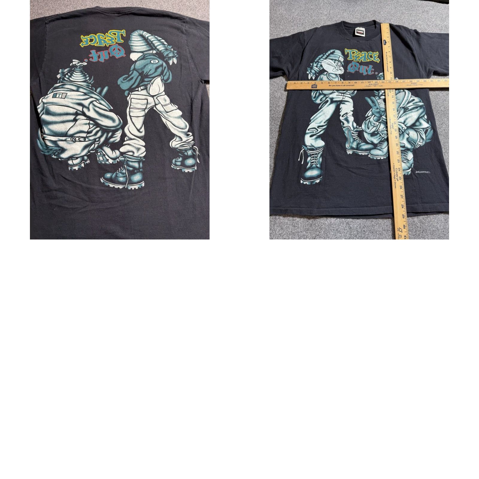 Vintage VINTAGE Warner Bros Bugs Bunny T Shirt Black 1990s Single Stitch Size L Mens 90s Cartoon Hip Hop Peace Out T Shirt Size US L / EU 52-54 / 3 - 8 Thumbnail
