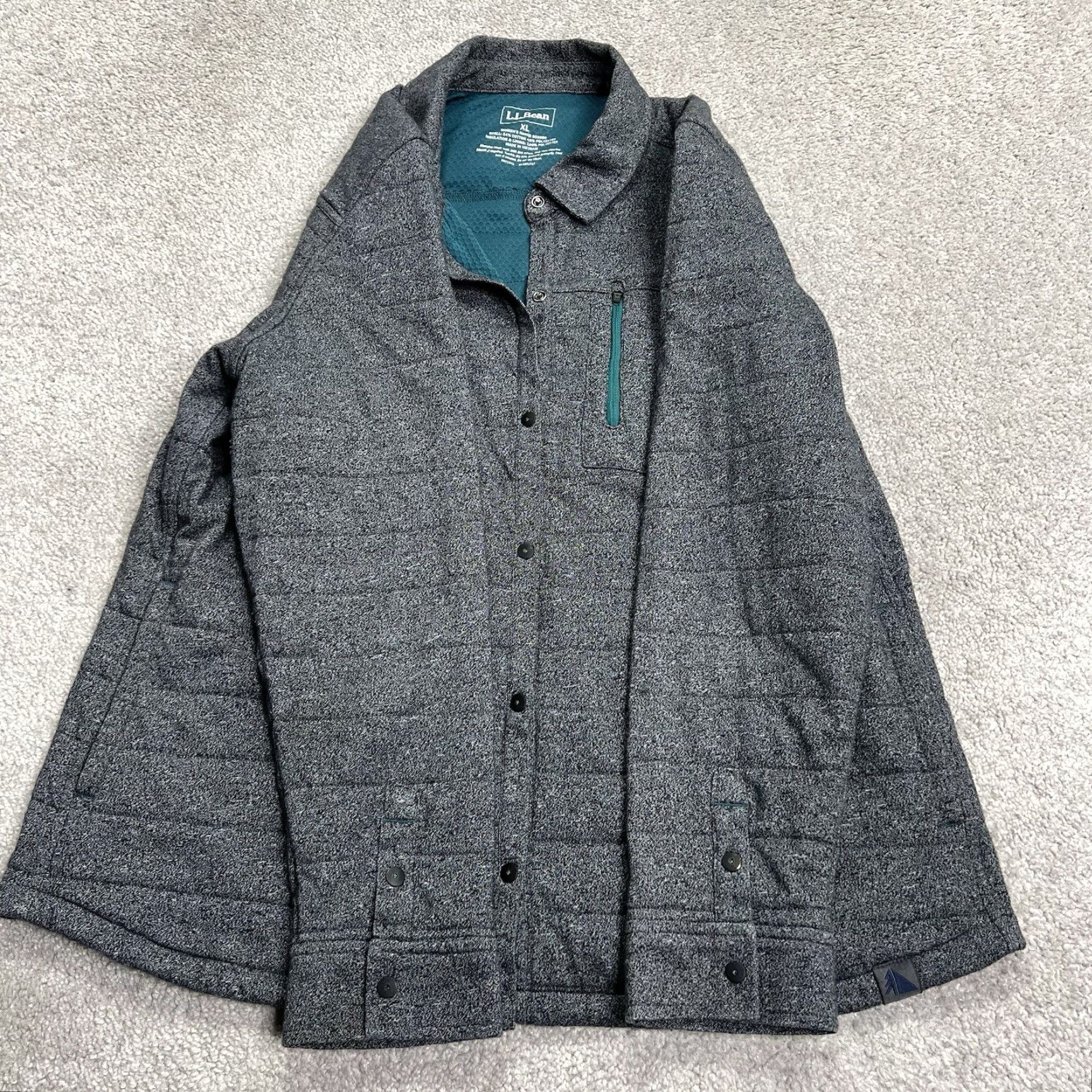 Vintage LL Bean Jacket Women XL Insulated Primaloft Ribbed Snap Button Hiking Shacket Gray Pockets Size XL / US 12-14 / IT 48-50 - 6 Thumbnail