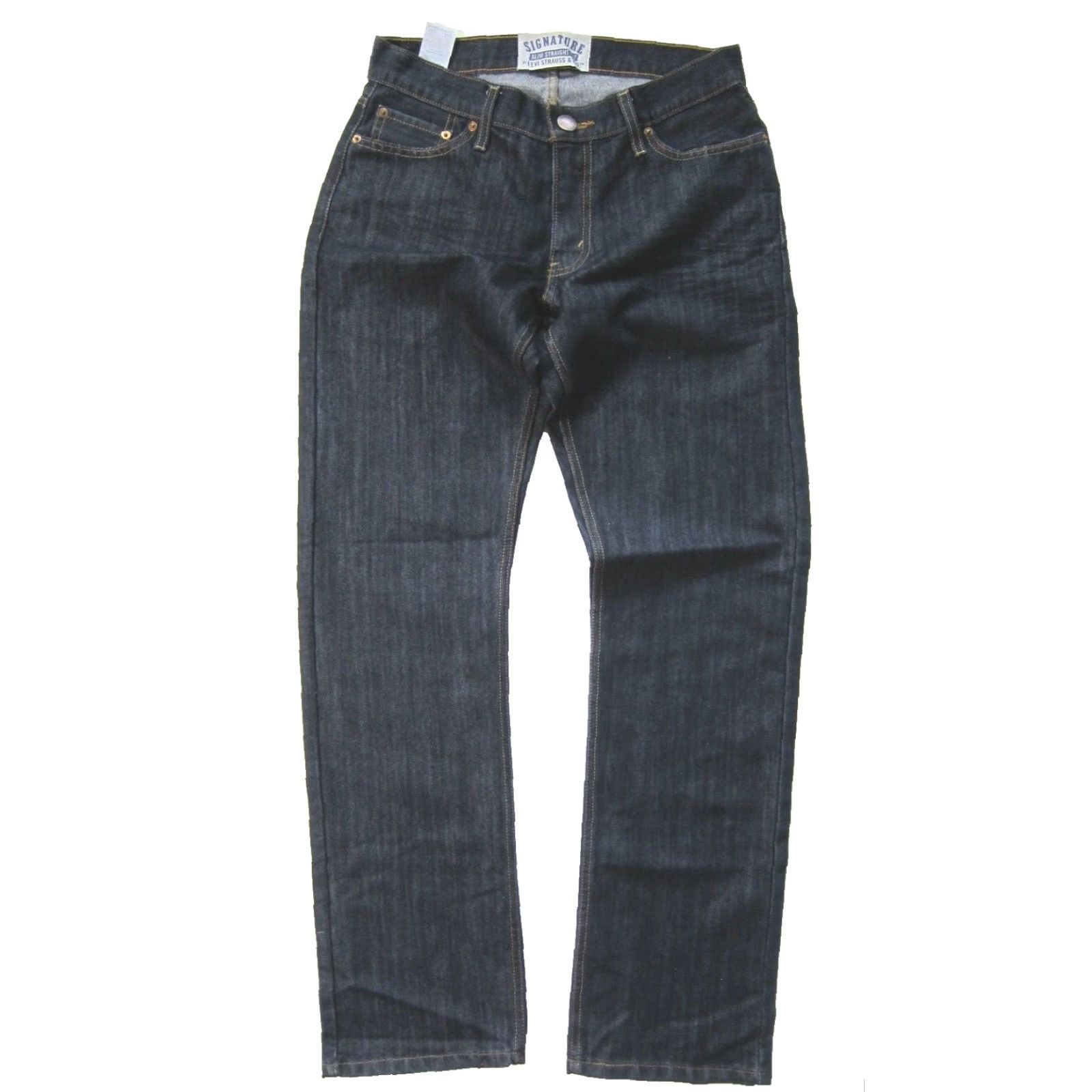 Levi's Levi's Signature Cotton Stretch Dark Wash Slim Straight Fit Jeans Men 30 Size US 30 / EU 46 - 8 Thumbnail