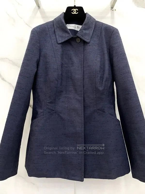 Dior Dior Women's Navy Blue Cotton Blend Jacket . Size L / US 10 / IT 46 - 3 Thumbnail