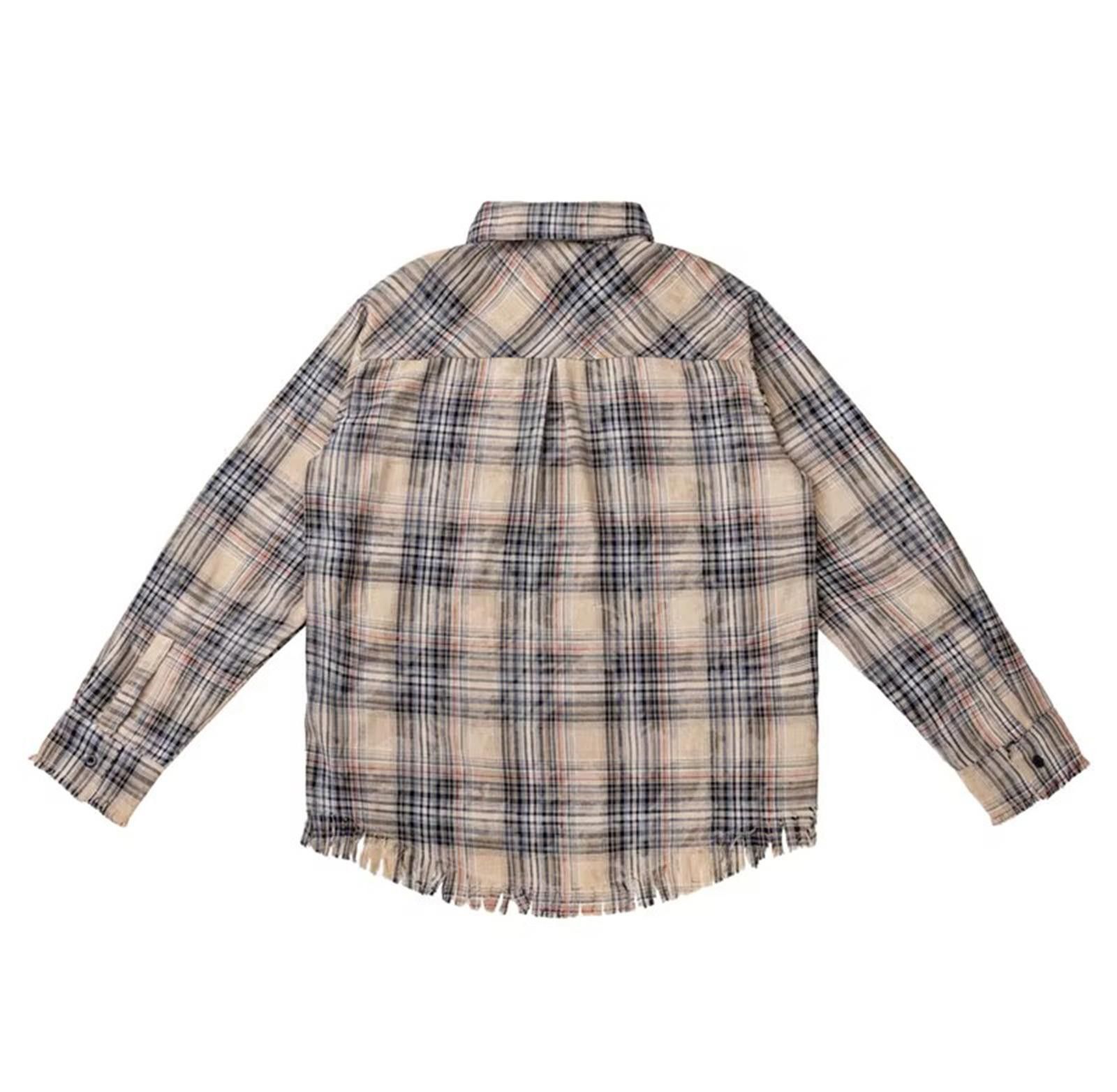 Japanese Brand Red Plaid Frayed Hem Casual Shirt, Long Sleeve Shirt Size US M / EU 48-50 / 2 - 5 Thumbnail