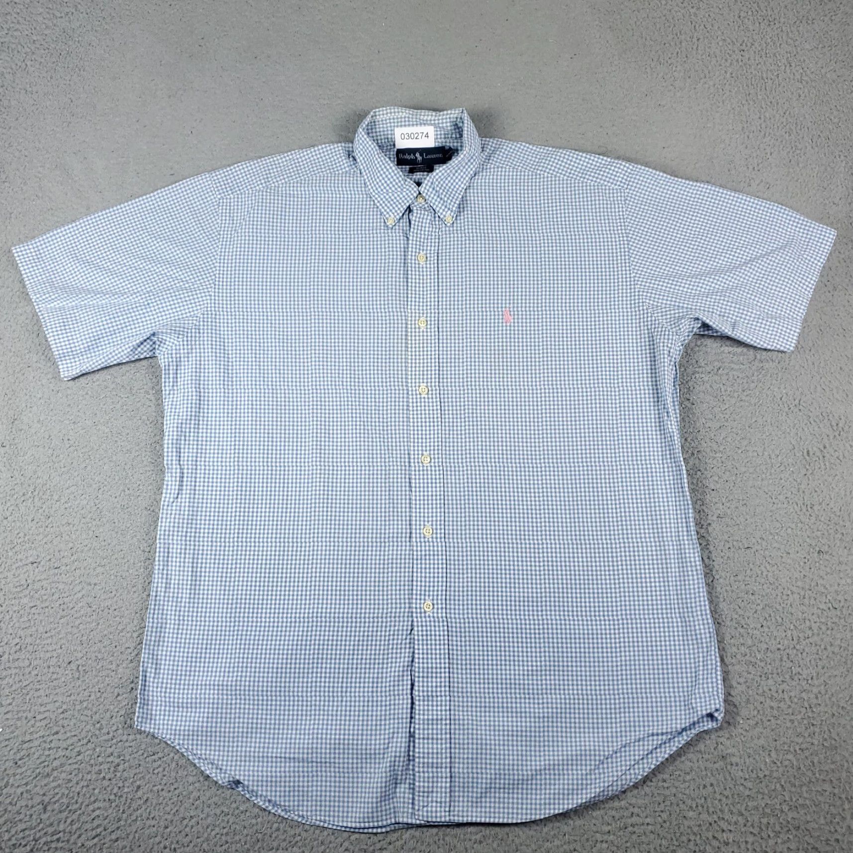 Ralph Lauren Ralph Lauren Button-Up Shirt Mens Large Blue Check Short Sleeve Casual Workwear Size US L / EU 52-54 / 3 - 3 Thumbnail