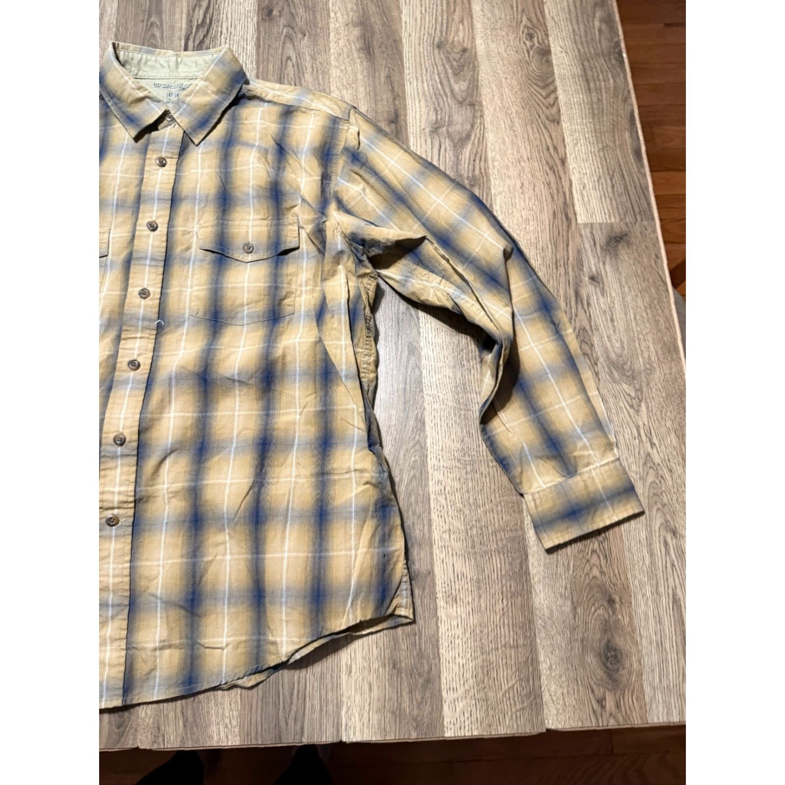 Faded Glory Faded Glory Shirt Men's L Brown Blue Plaid Long Sleeve Button Up | Multicolor Cotton Flannel Size US L / EU 52-54 / 3 - 4 Thumbnail