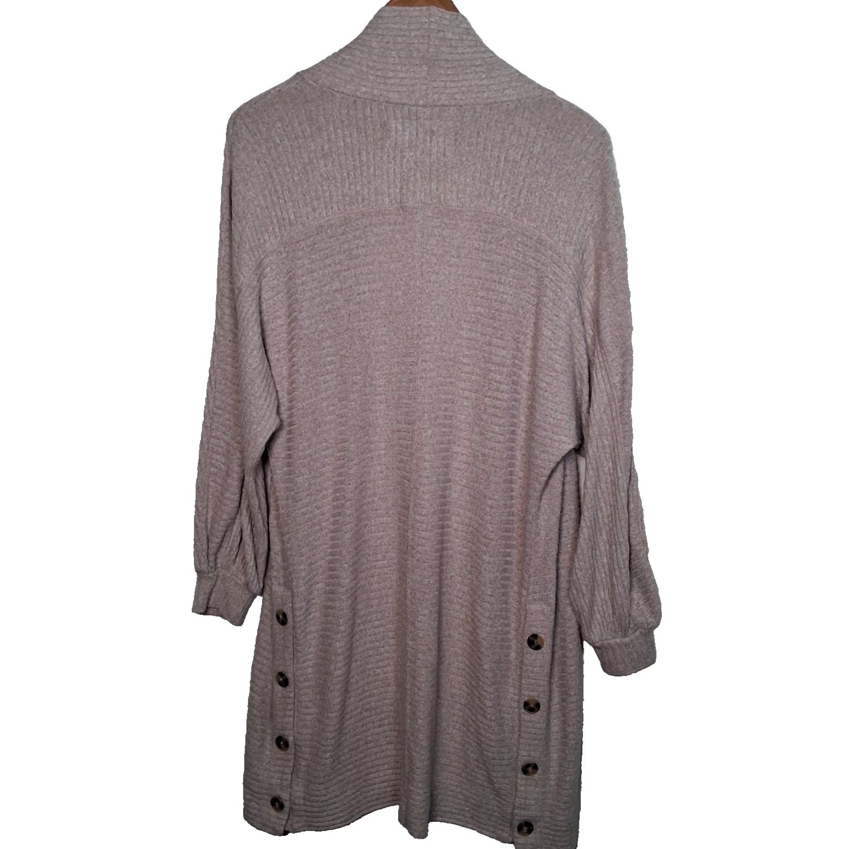 Anthropologie VINTAGE Saturday Sunday Anthropologie Cardigan Duster Open Front Boho Ribbed Knit Beige S Small Womens Size S / US 4 / IT 40 - 2 Thumbnail