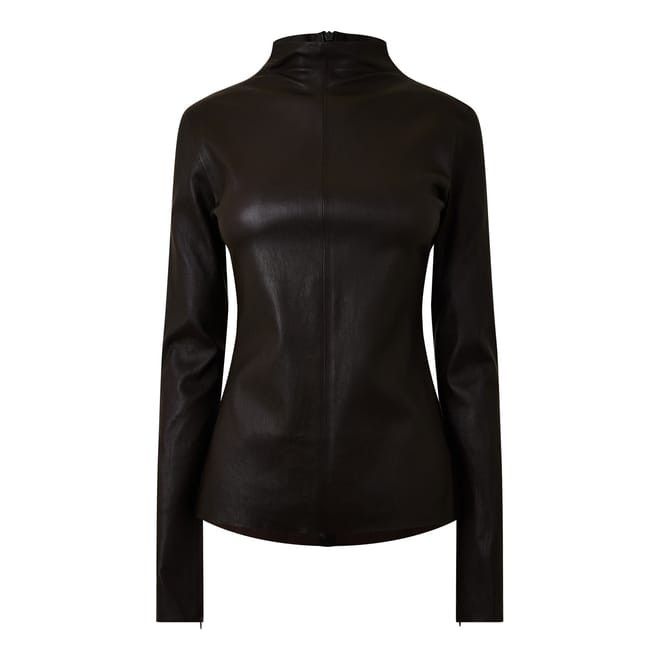 Bottega Veneta Turtleneck Slim Fit Long Sleeve Top in Brown