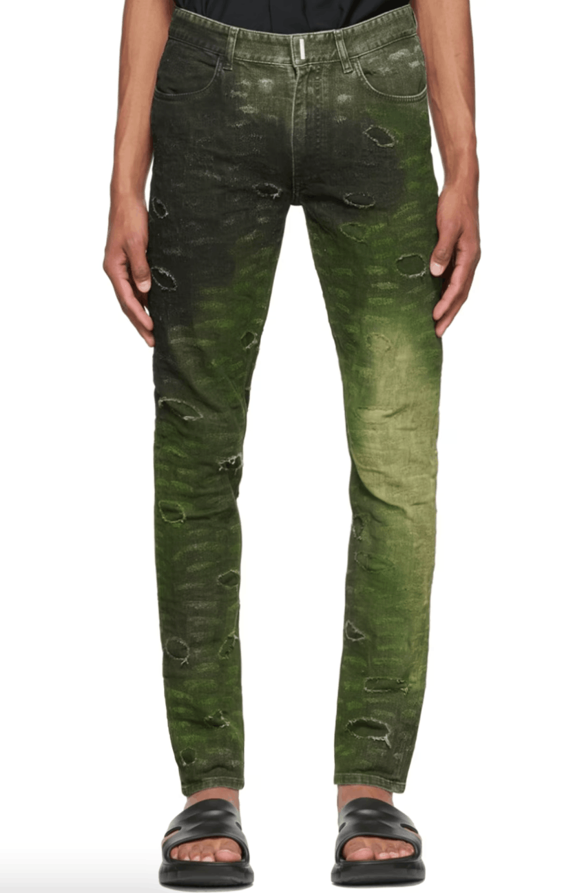 Givenchy $2000 Givenchy Slim Fit Tapered Distressed Paint Jeans Size US 32 / EU 48 - 2 Thumbnail