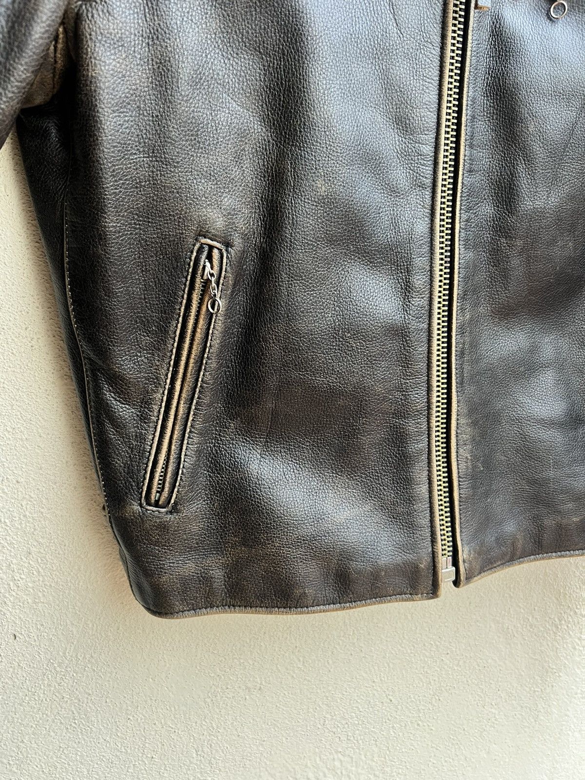Leather Vintage R.B.C Legend Distressed Patina Leather Racer Jacket Size US S / EU 44-46 / 1 - 7 Thumbnail