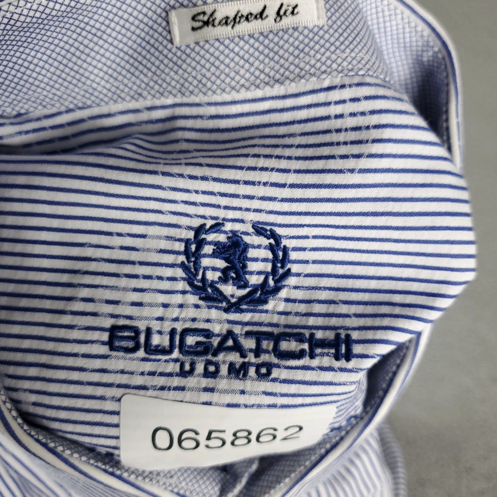BUGATCHI Bugatchi Shirt Mens XL Blue Striped Floral Shaped Fit Button Up Long Sleeve Size US XL / EU 56 / 4 - 8 Thumbnail