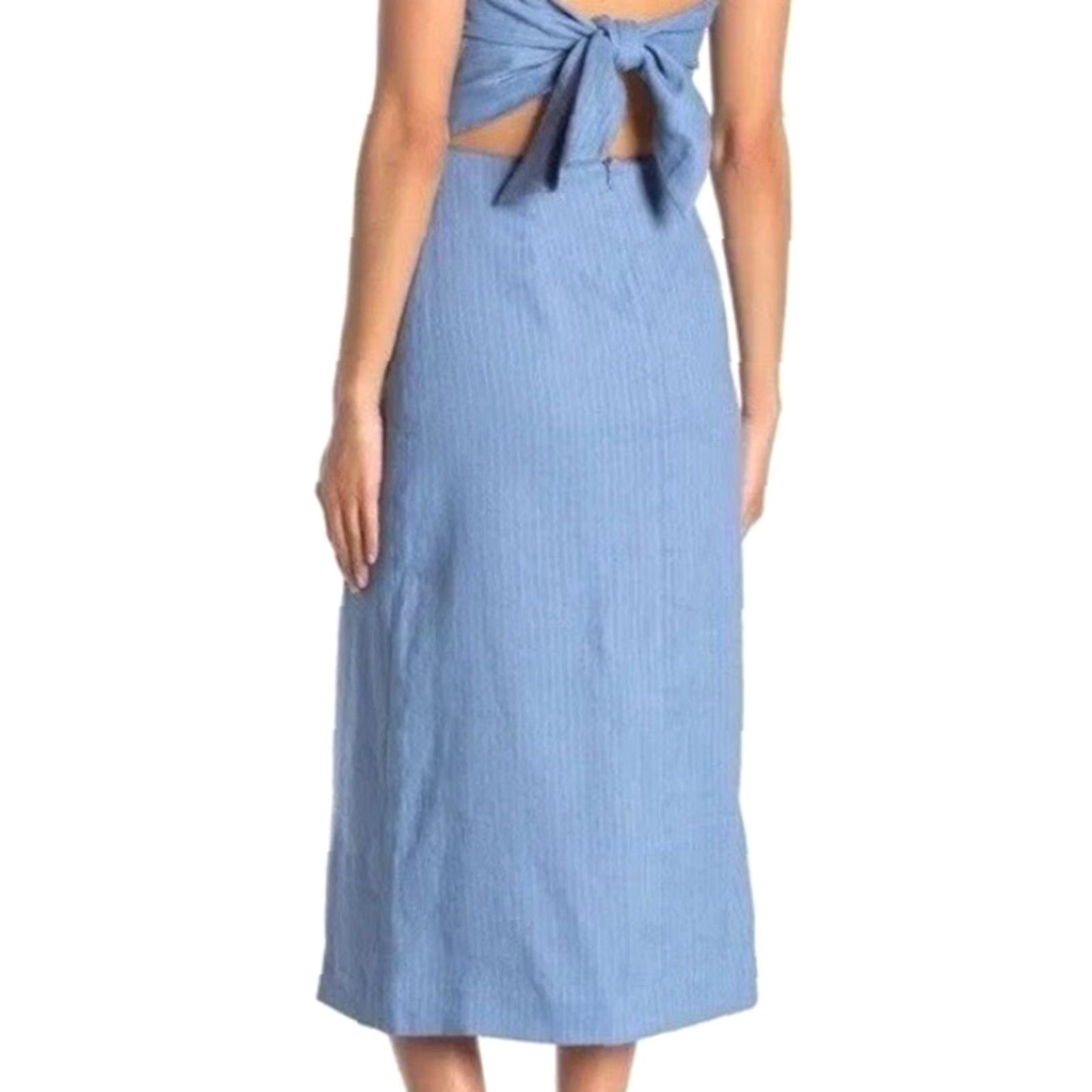 Theory NWT Theory Phyly Dress Strapless Midi Twill Striped Linen Blend Size 6 85 Size M / US 6-8 / IT 42-44 - 2 Thumbnail