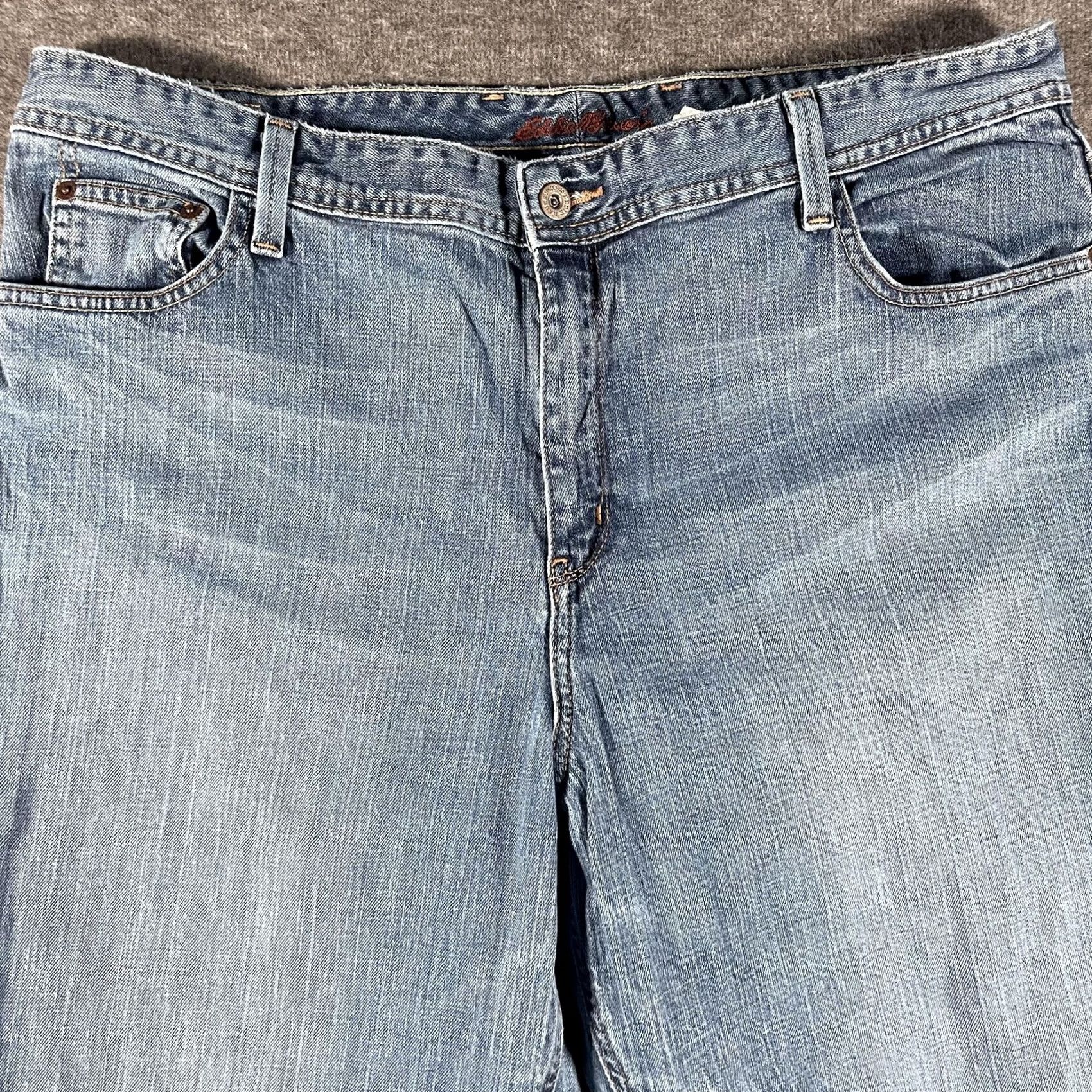 Eddie Bauer Eddie Bauer Jeans Womens 18R Blue Stretch Denim Medium Wash 5-Pocket Classic Straight Regular Rise Mid 30.5 In Inseam Size 40" / US 18 - 3 Thumbnail