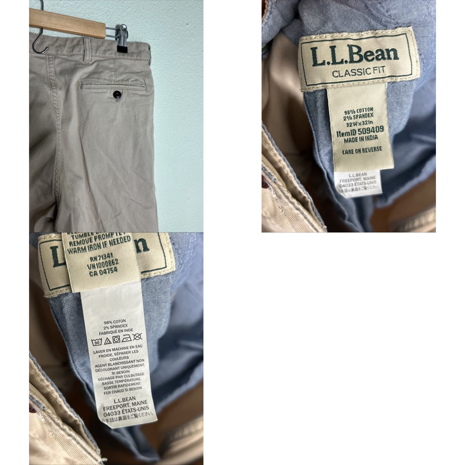 Vintage LL Bean Pants Mens 32x31 Beige Chino Classic Fit Straight Leg 509409 Size US 32 / EU 48 - 9 Thumbnail