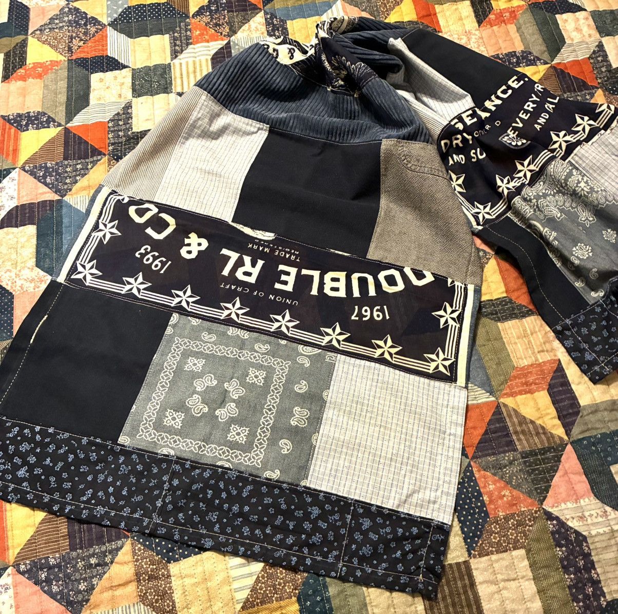 RRL Ralph Lauren CUSTOM RRL/ RL PATCHWORK SCARF (100% UPCYCLED RRL FABRICS) Size ONE SIZE - 4 Thumbnail