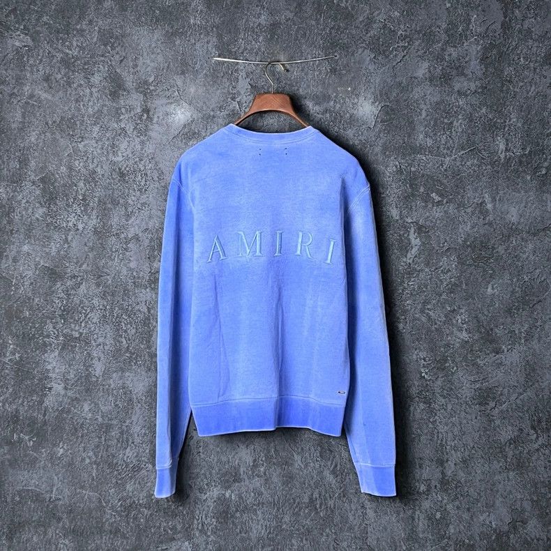 Amiri Amiri Blue logo embroidered cotton crewneck sweatshirt Size US M / EU 48-50 / 2 - 2 Thumbnail