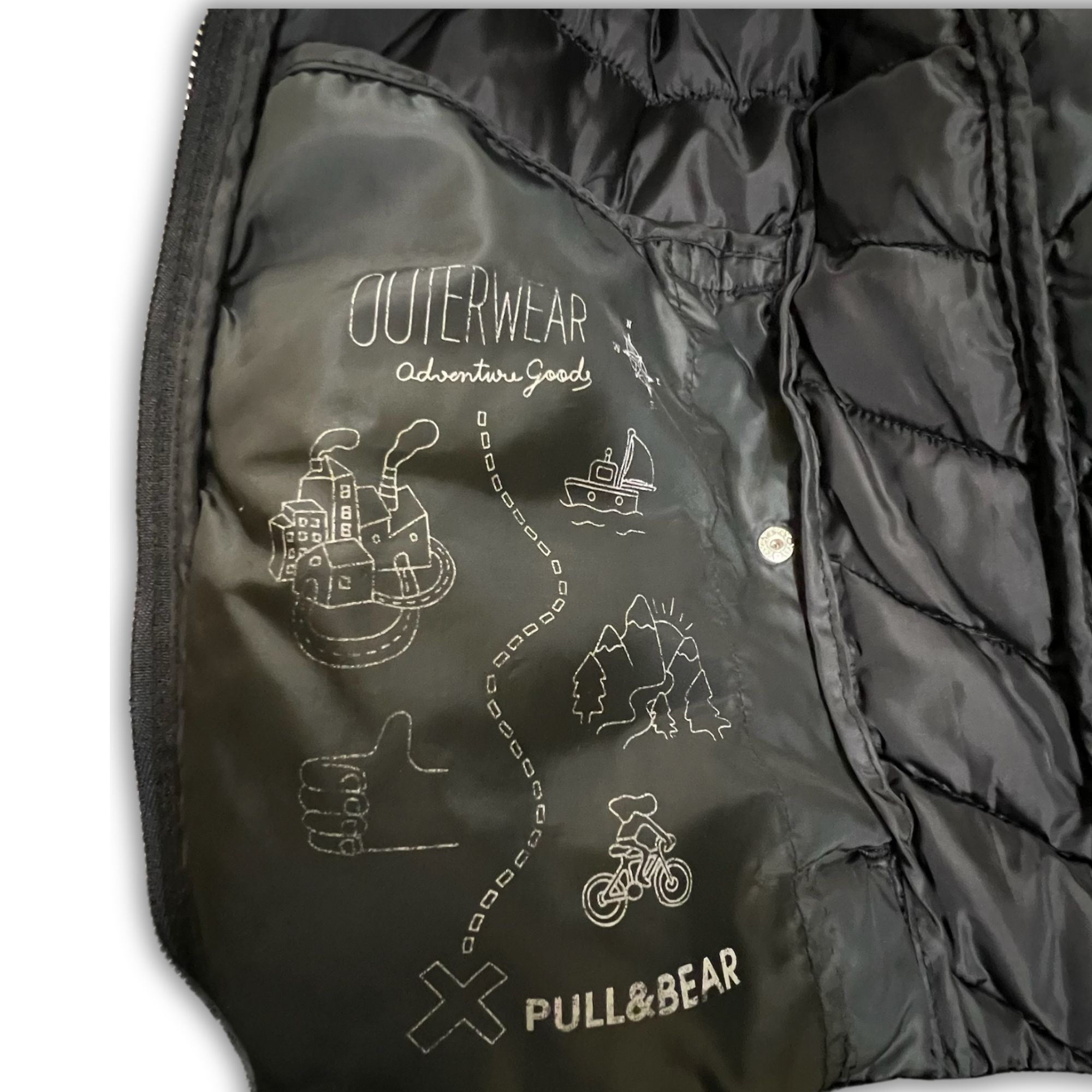 Pull & Bear Pull&Bear Black Quilted Puffer Jacket With Attached Hood - L Size L / US 10 / IT 46 - 8 Thumbnail