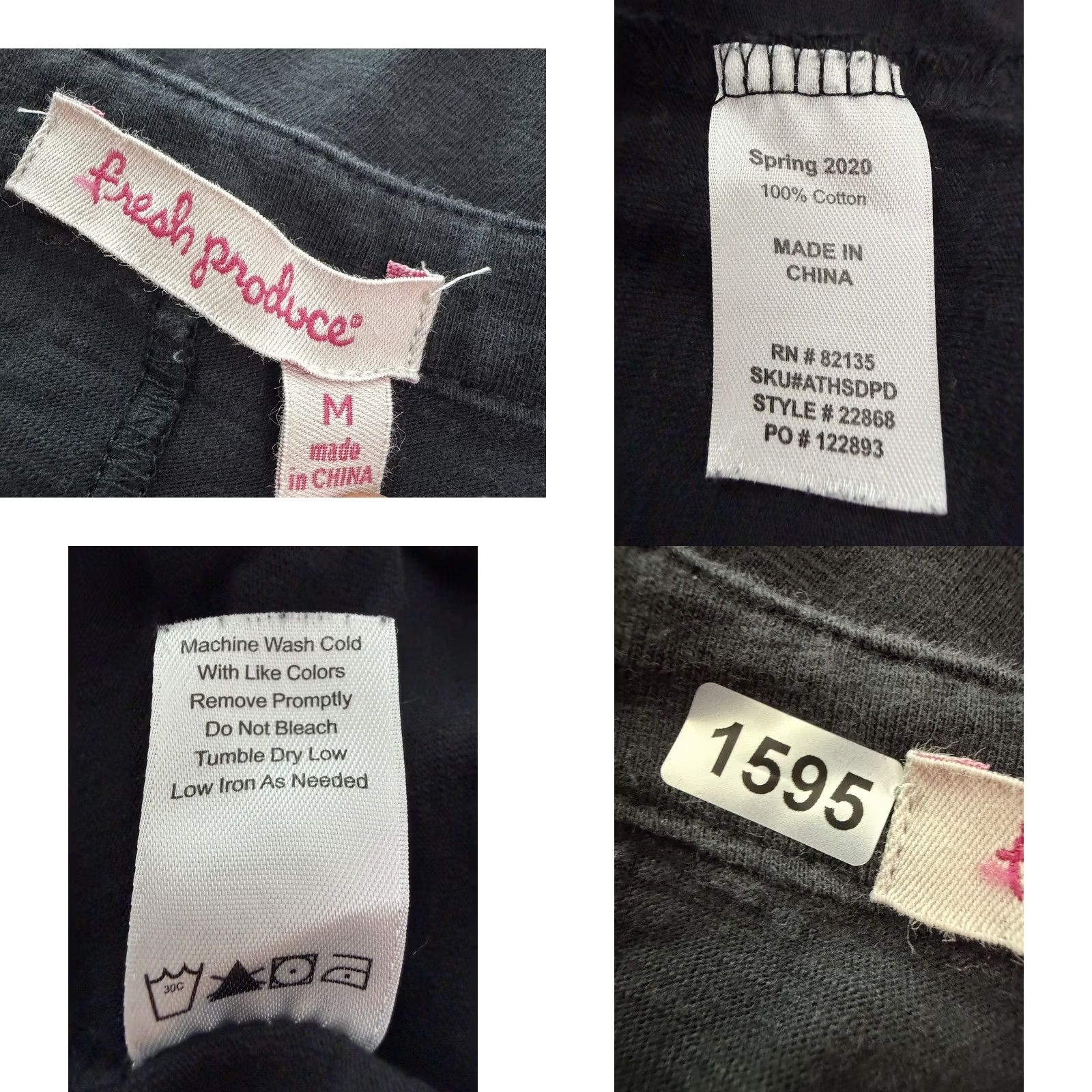 Vintage Fresh Produce Shirt Womens Medium Black Cotton 3/4 Sleeve Button Front Blouse Size M / US 6-8 / IT 42-44 - 8 Thumbnail