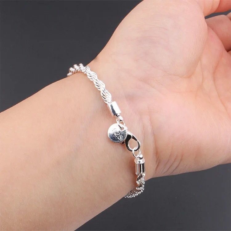Jewelry 4MM Chain Twisted Rope Necklace Bracelet Size ONE SIZE - 4 Thumbnail