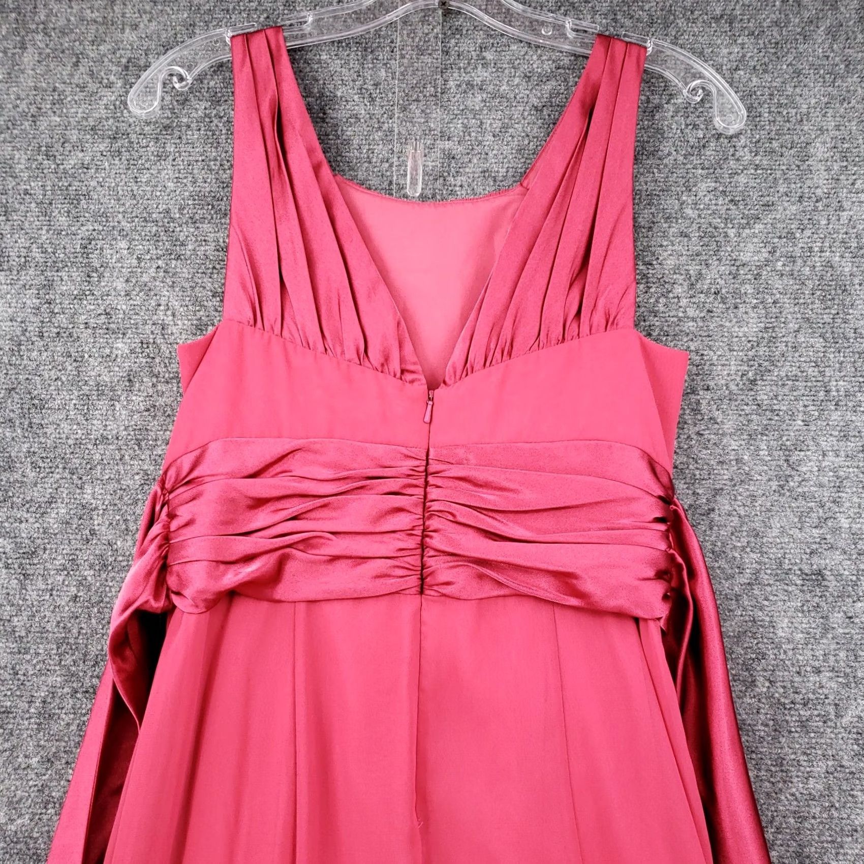 Vintage David'S Bridal Dress Womens 8 Pink Maxi Long Length Ruched Pleated Polyester Size M / US 6-8 / IT 42-44 - 6 Thumbnail