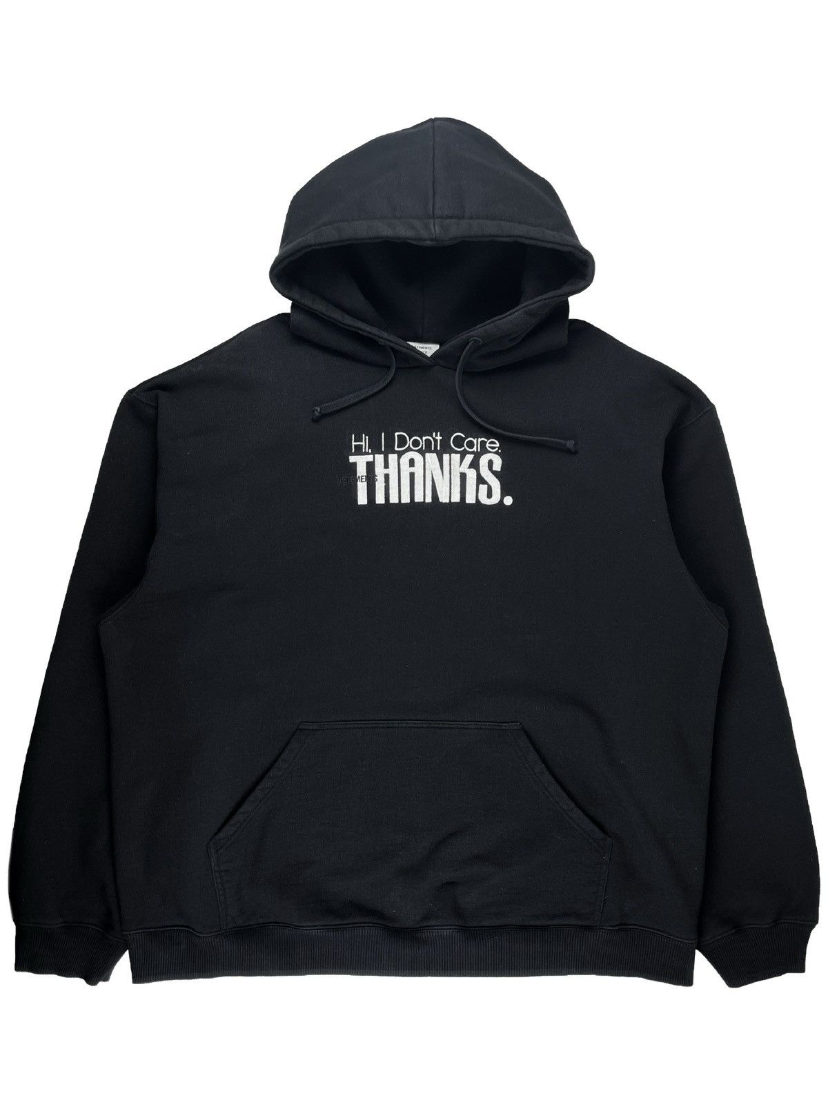 image of Aw18 Vetements Hi I Don’T Care Thanks Hoodie Japan Exclusive in Black, Men's (Size Medium)