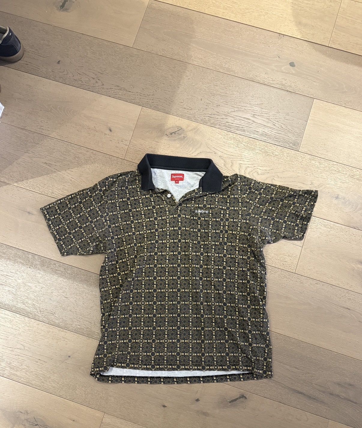 Supreme Abstract Textured Zip Up Polo Shirt Black | Grailed