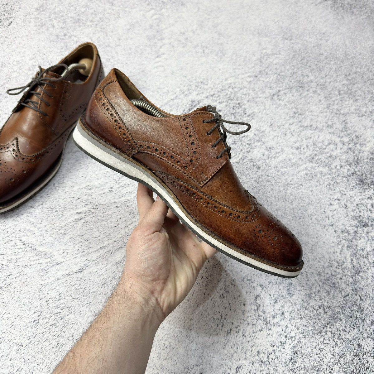 Designer × Mercedes-Benz Mercedes Mens Brown Leather Derbies US9 UK8 EU42 27cm Size US 9 / EU 42 - 6 Thumbnail