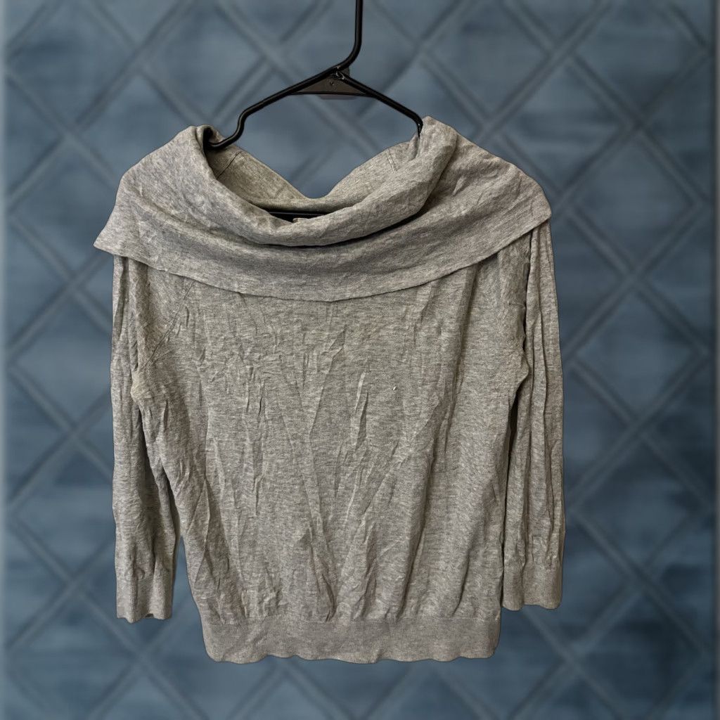J.Crew J.CREW Shirt Womens M Gray Lightweight Knit Top Cowl Neck Stretch Pullover Size M / US 6-8 / IT 42-44 - 1 Thumbnail