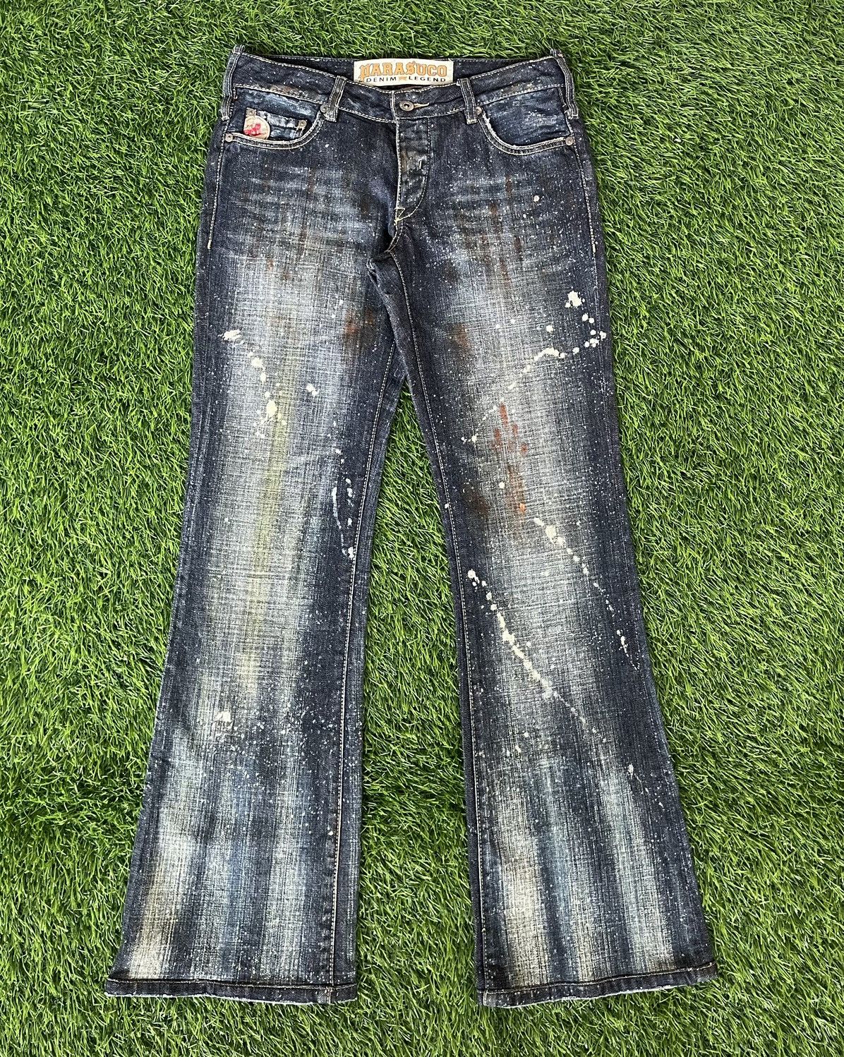 Parasuco Vintage🔥PARASUCO🔥Bootcut Rusty Blue Paint Denim Punk Size US 31 - 1 Thumbnail