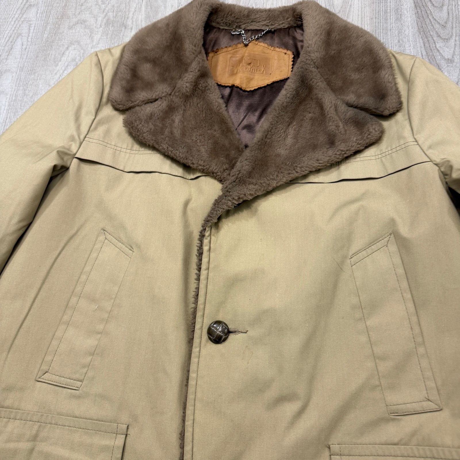 Vintage Vintage Woolrich Jacket Men's 40 Tan Faux Fur Lined Collar Size US L / EU 52-54 / 3 - 3 Thumbnail