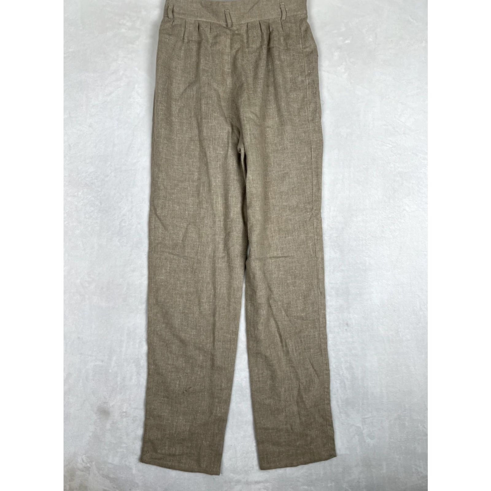 Vintage VINTAGE BIS Pants Womens 44 Beige Linen Pleated Straight Leg Dress Trousers Talon Size 30" / US 8 / IT 44 - 7 Thumbnail