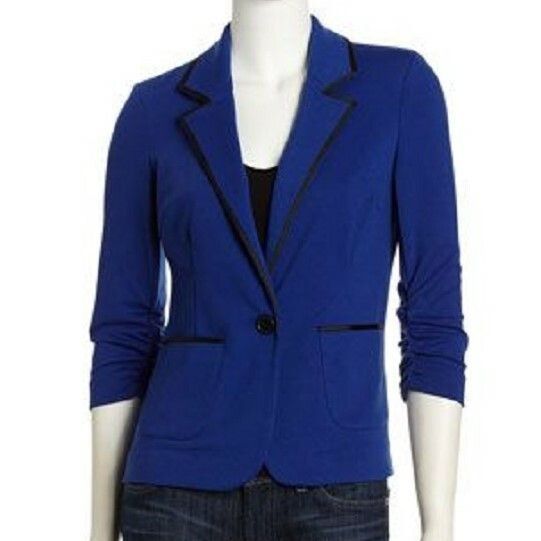 Laundry by Shelli Segal Grosgrain Trim Ponte Jacket in Blue Color size 8 Size M / US 6-8 / IT 42-44 - 1 Thumbnail