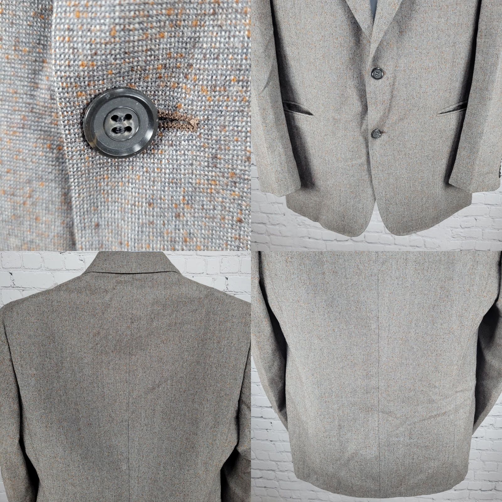 Pierre Cardin VTG Cardin Grey Brown Couture Collection Blazer Sport Coat 2 Button Notch USA 41 Mens Jacket Size 42R - 8 Thumbnail