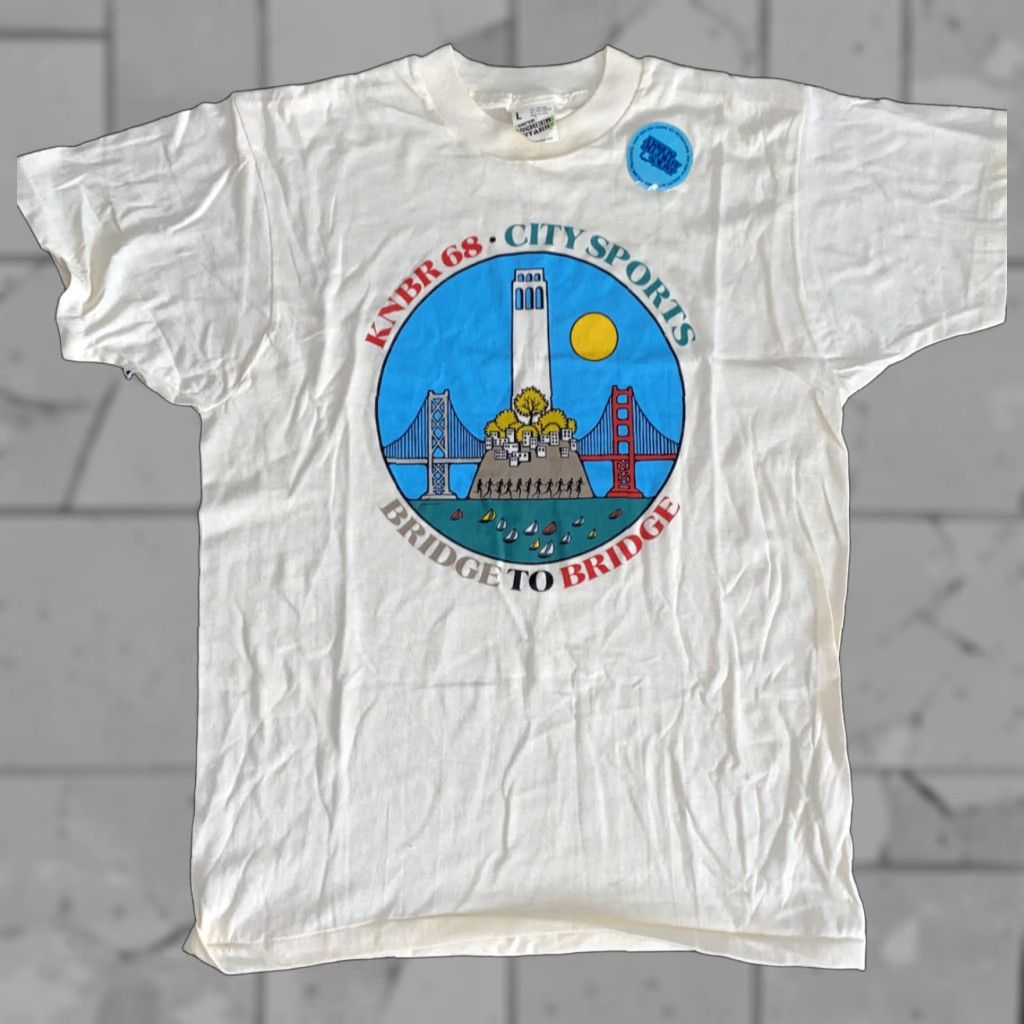 Vintage VINTAGE Screen Stars T-Shirt USA Beige L Crew Neck Short Sleeve Men 1980s San Francisco Marathon Tee New Size US L / EU 52-54 / 3 - 1 Thumbnail