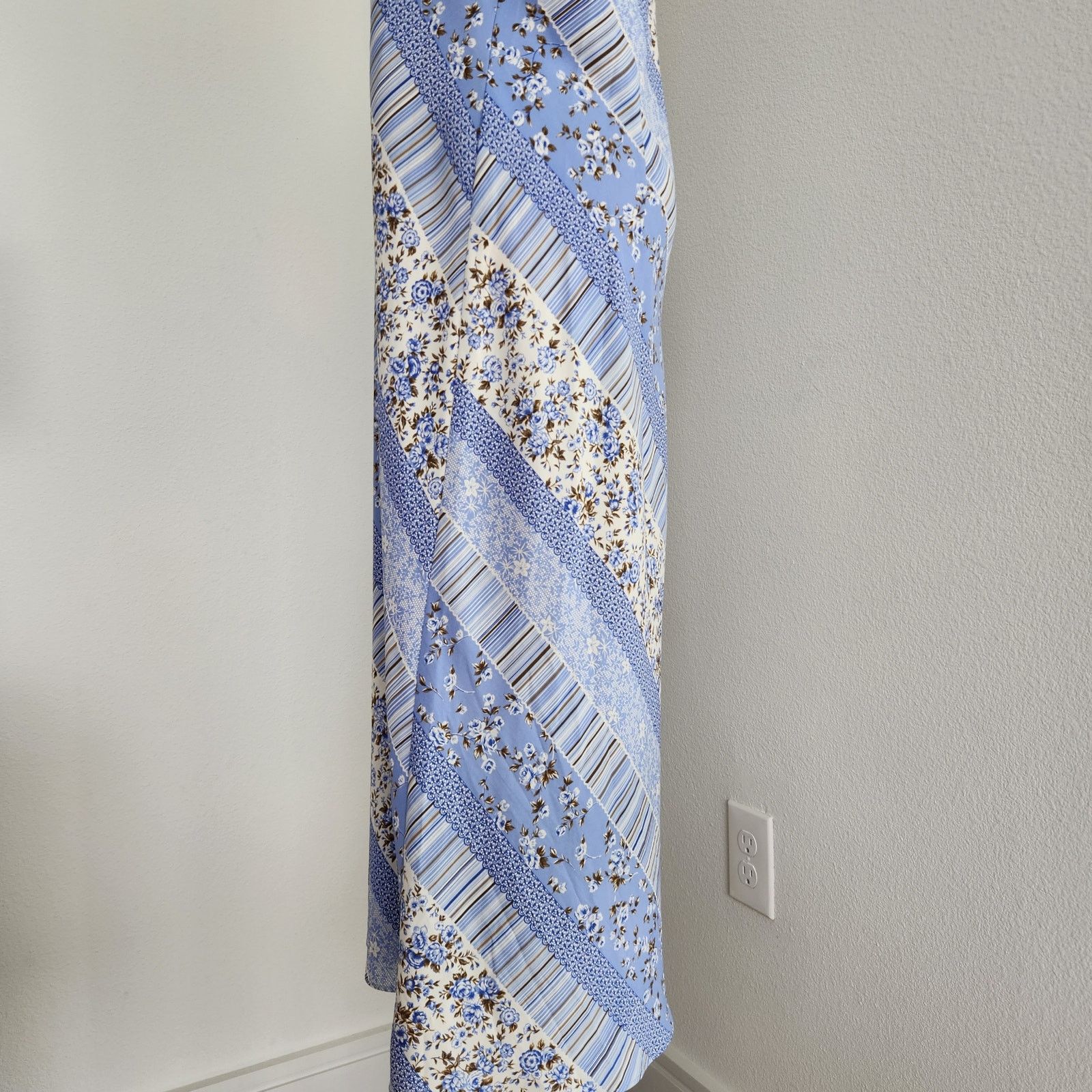Vintage Vintage Blue Floral Striped Sheath Sleeveless Maxi Dress M Size M / US 6-8 / IT 42-44 - 6 Thumbnail