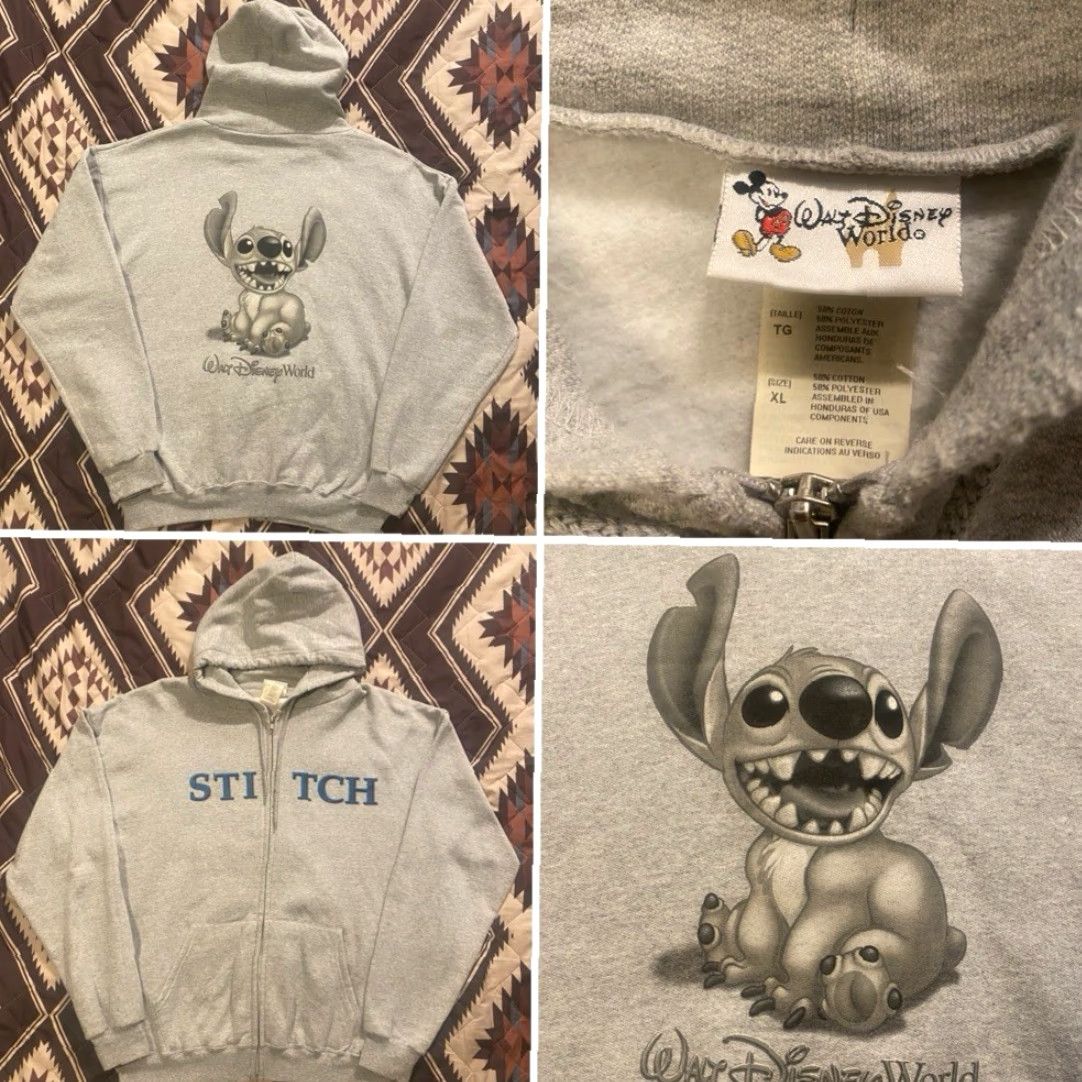 Disney Walt Disney World Lilo & Stitch Full Zip Hoodie Stitch Print Gray Adult XL Hoodie, Graphic Print, Zip, Crew Neck, Cotton Fleece, Men, Cartoon, Hooded Size US XL / EU 56 / 4 - 2 Thumbnail