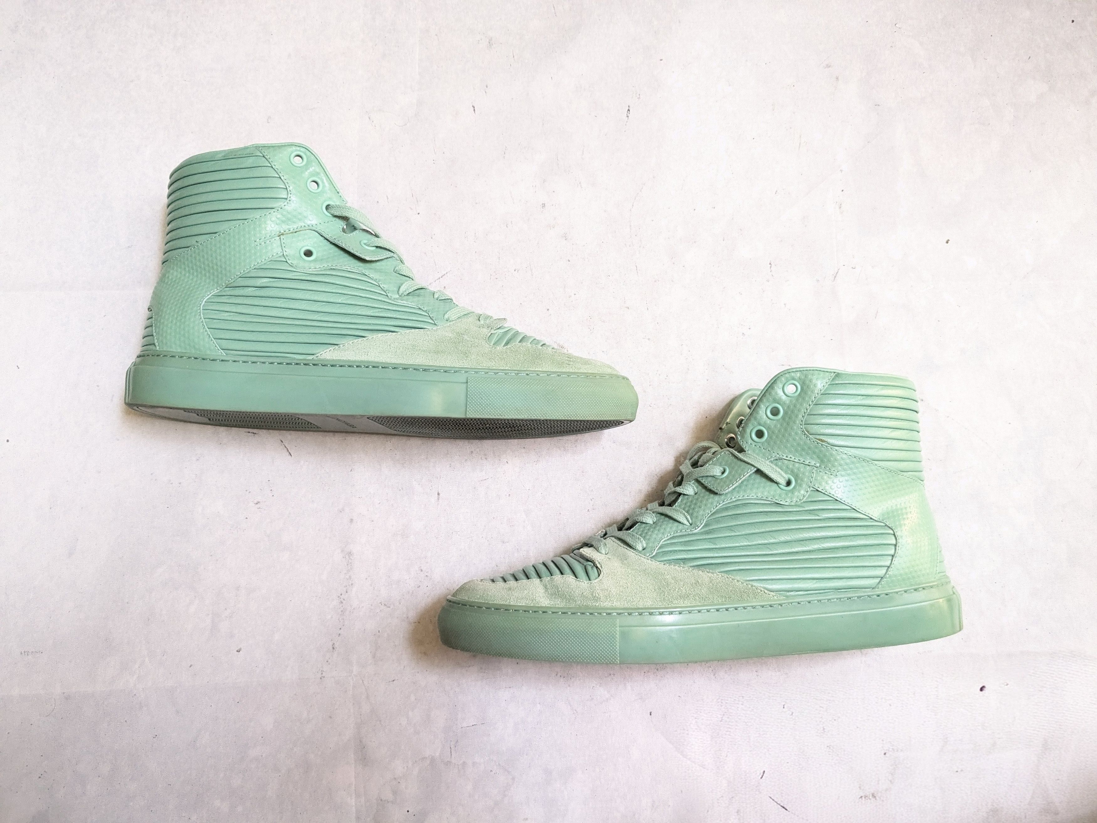 Balenciaga Balenciaga Arena High Top Sneakers Green 9 42 Cotes Leather Size US 9 / EU 42 - 1 Thumbnail