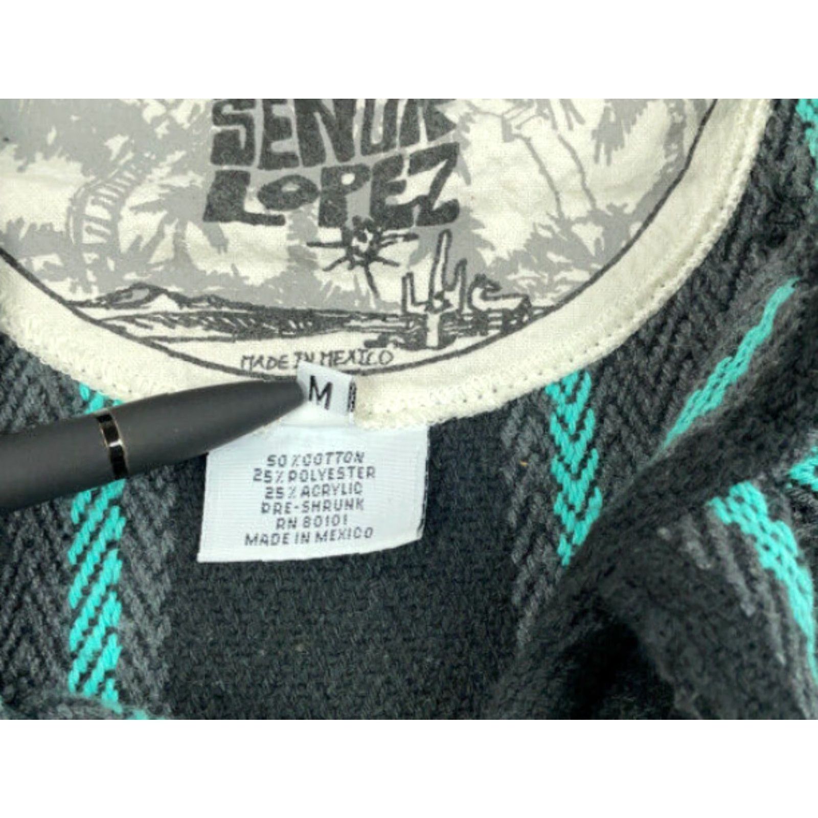 Vintage VTG 90s Black Green Rasta Hoodie Poncho Adult Medium Drug Rug Hippie Festival Senor Lopez Size US M / EU 48-50 / 2 - 6 Thumbnail