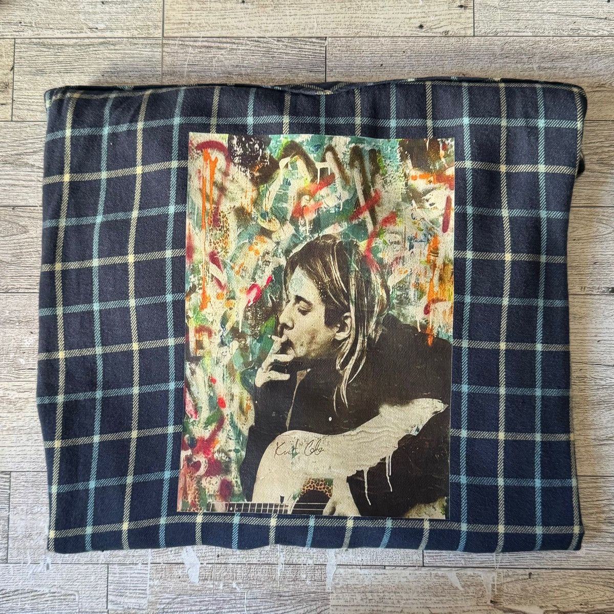 Vintage Vintage, Custom Kurt Cobain Art, Plaid Button Up Size ONE SIZE - 12 Thumbnail