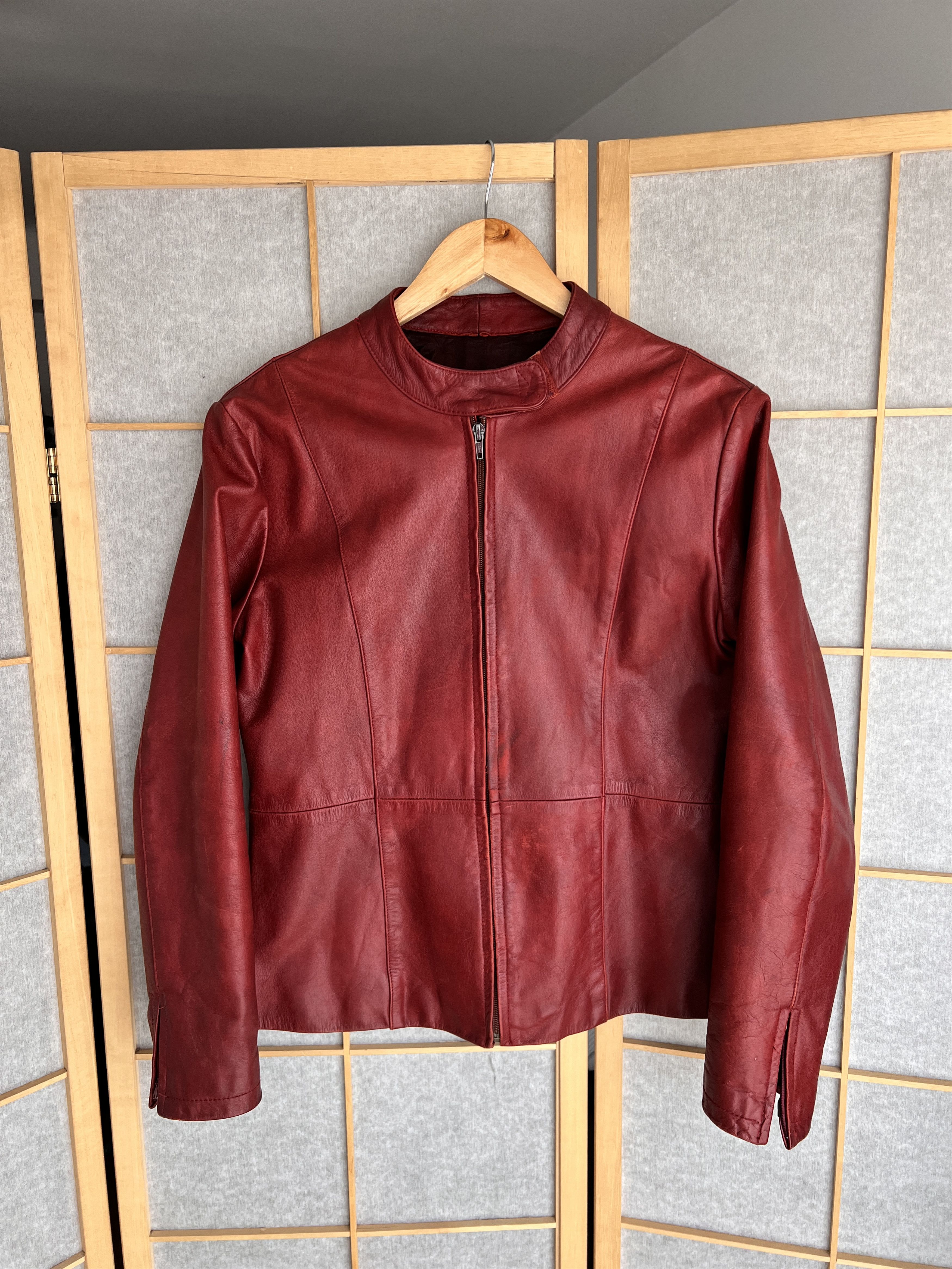 Le Grande Bleu (L.G.B.) Tyler Durden style vintage red leather jacket cropped unisex Size US S / EU 44-46 / 1 - 5 Thumbnail