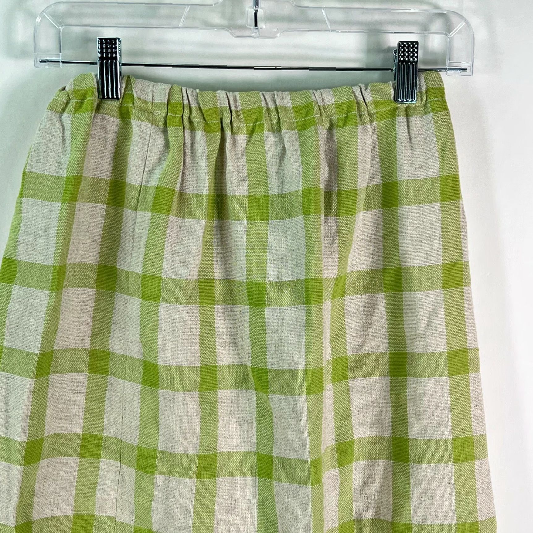 Vintage VINTAGE Women's Skirt Elastic Waist Pull On Plaid A-Line Knee Length 80s Green Size 10 Size 32" / US 10 / IT 46 - 3 Thumbnail