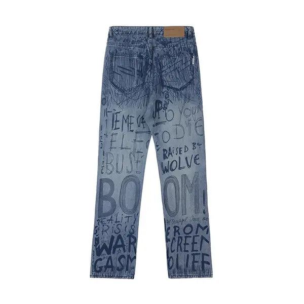 Japanese Brand Buggy jeans for men and women with graffiti print y2k Size US 34 / EU 50 - 2 Thumbnail